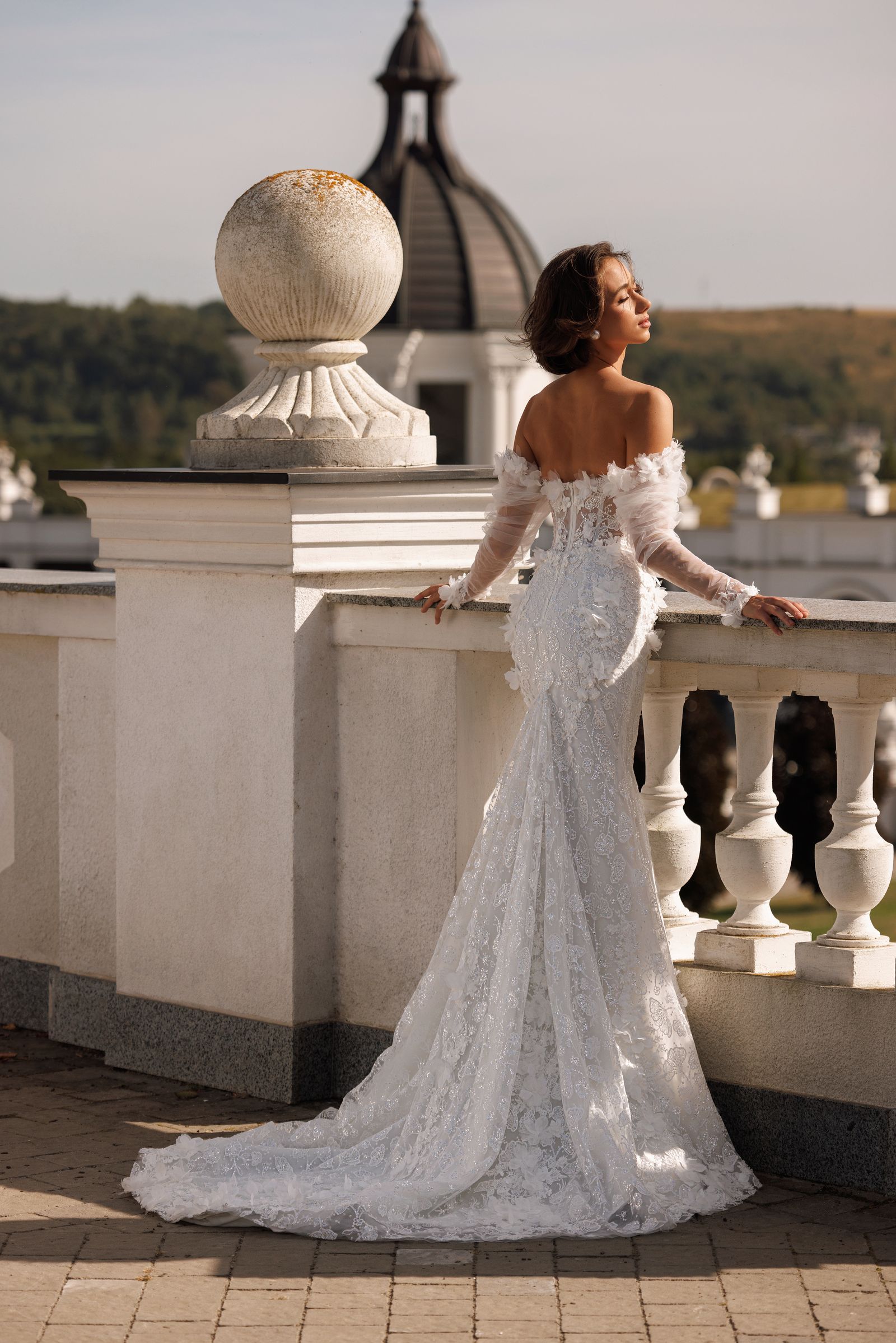 Amber — mermaid wedding dress, back view