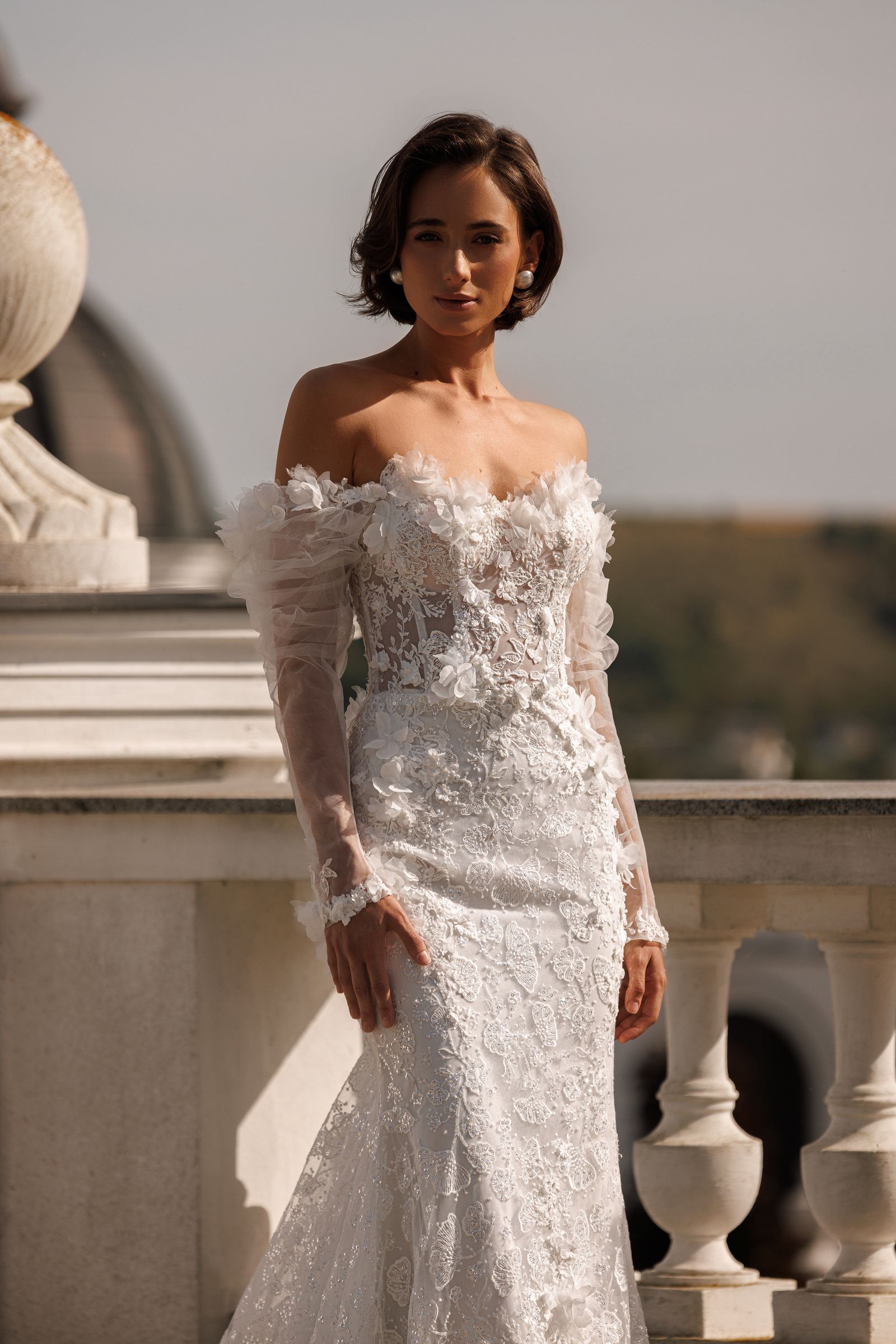 Amber — mermaid wedding dress, front view