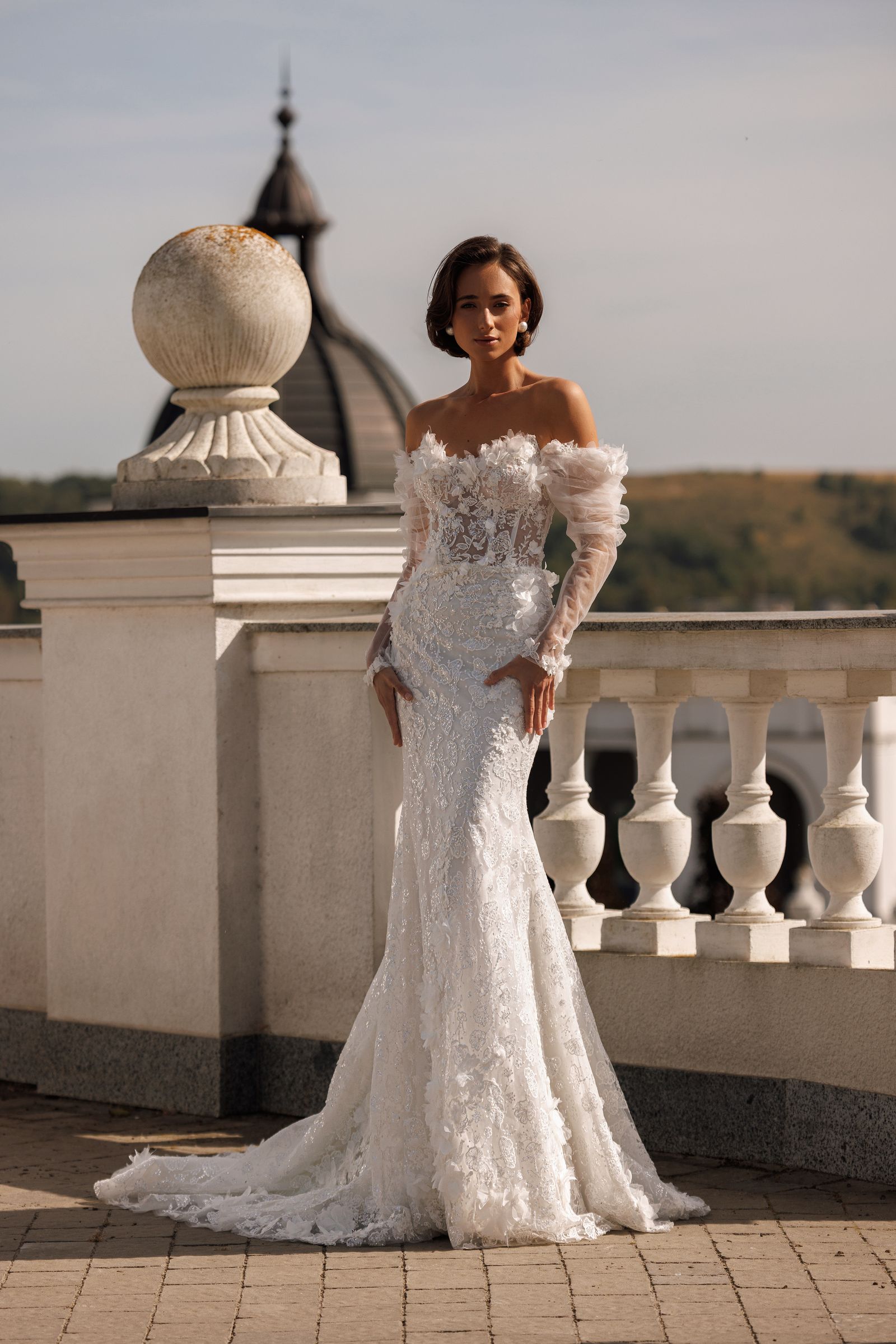 Amber — mermaid wedding dress, front view