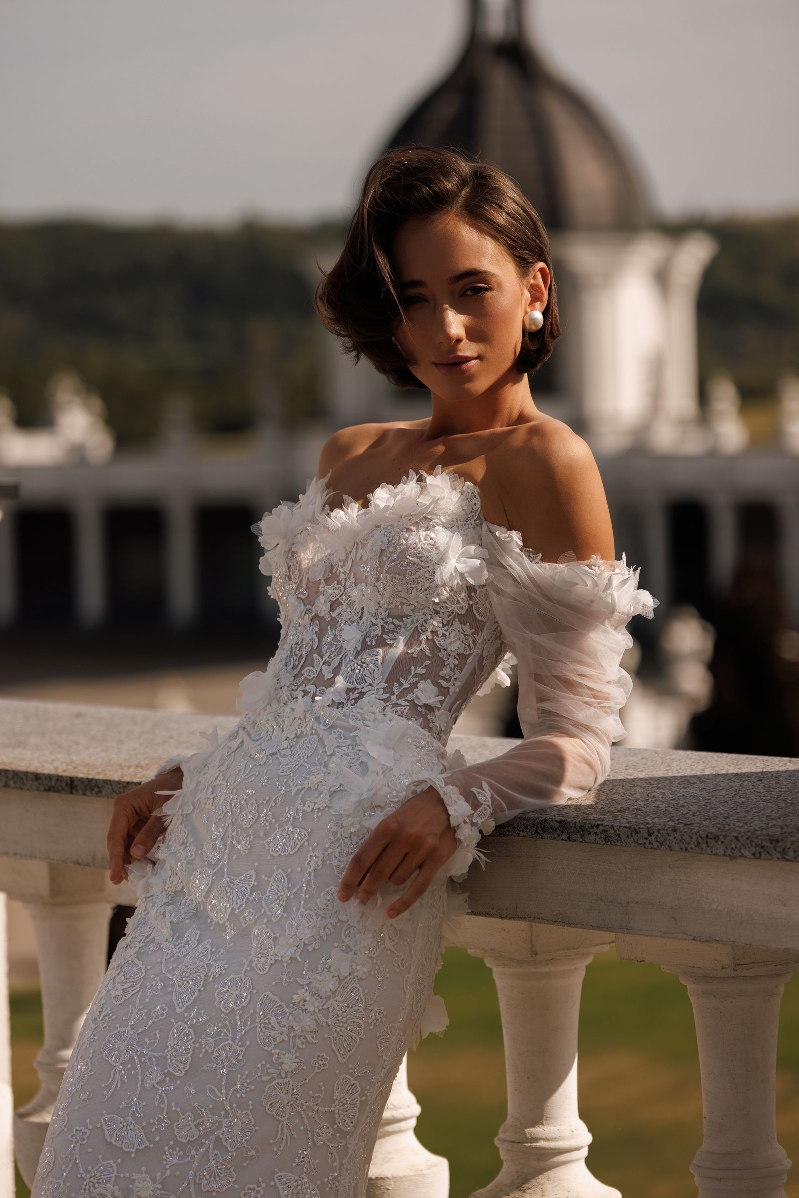 Amber — mermaid wedding dress, front detail