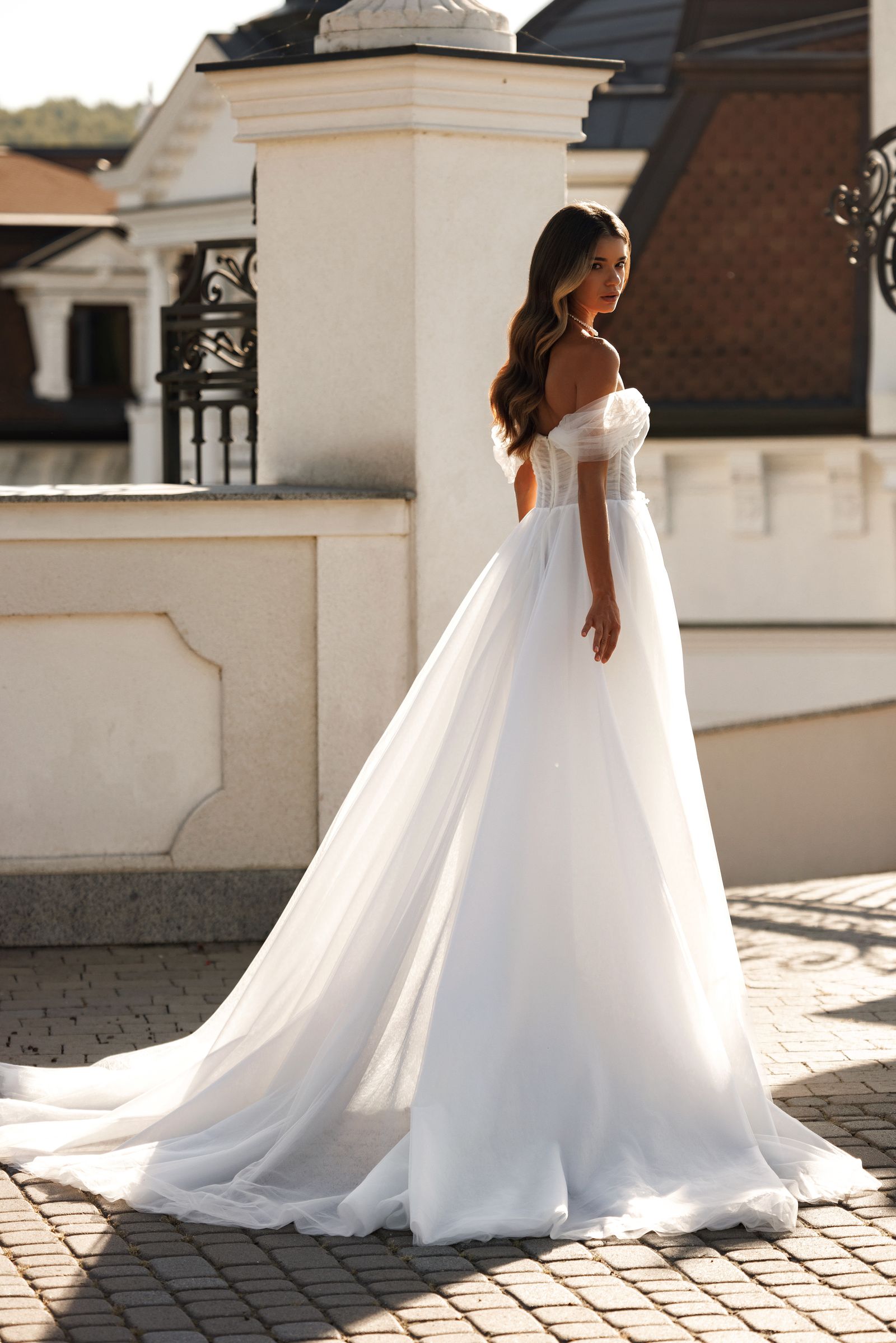 Andrea — ball gown wedding dress, back view