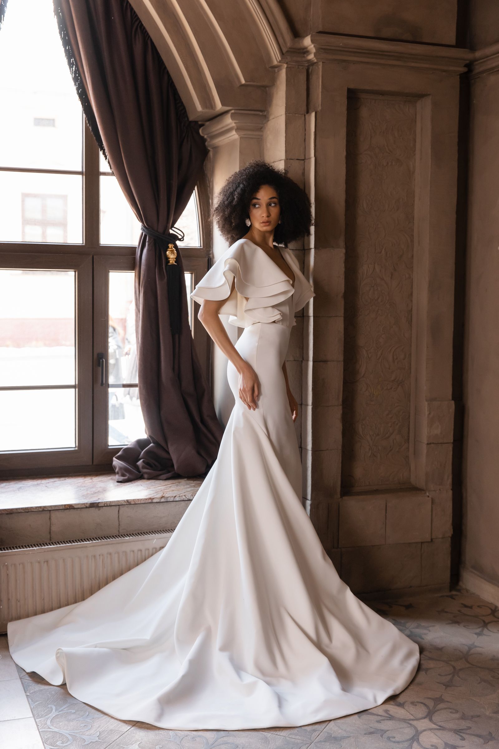 April wedding dress, side view