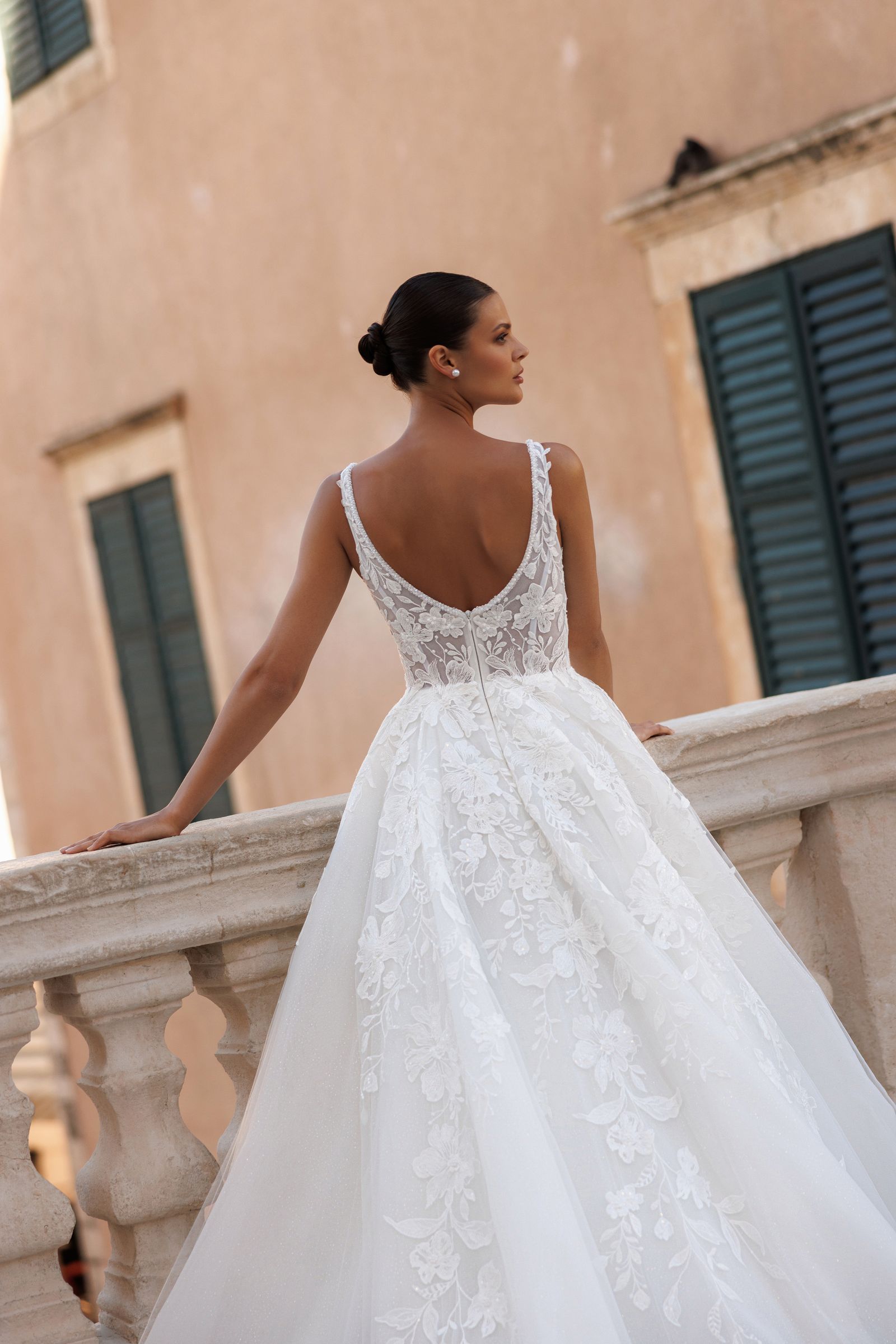 Aria wedding dress, back detail view