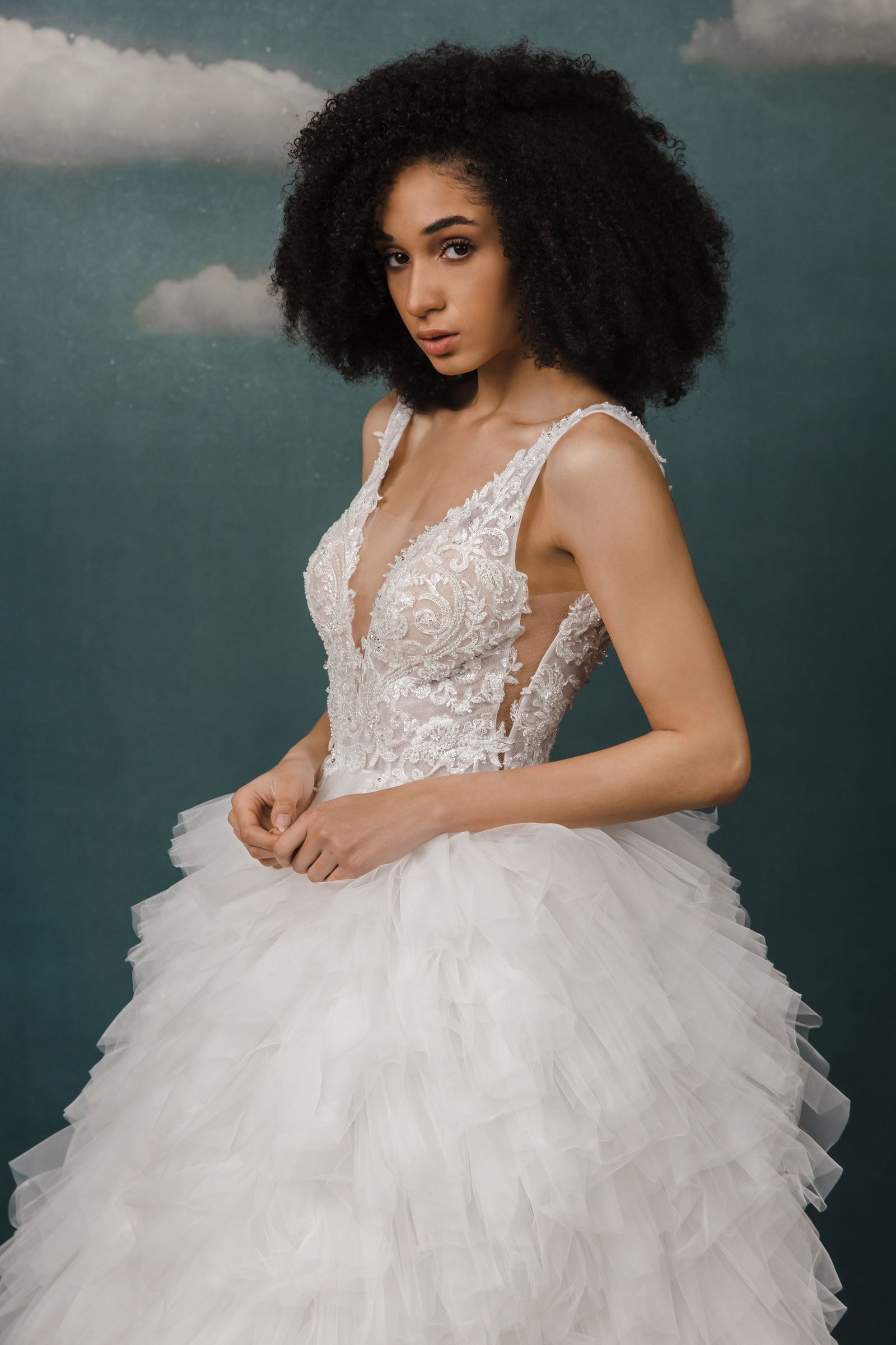 Ashley wedding dress, side detail view
