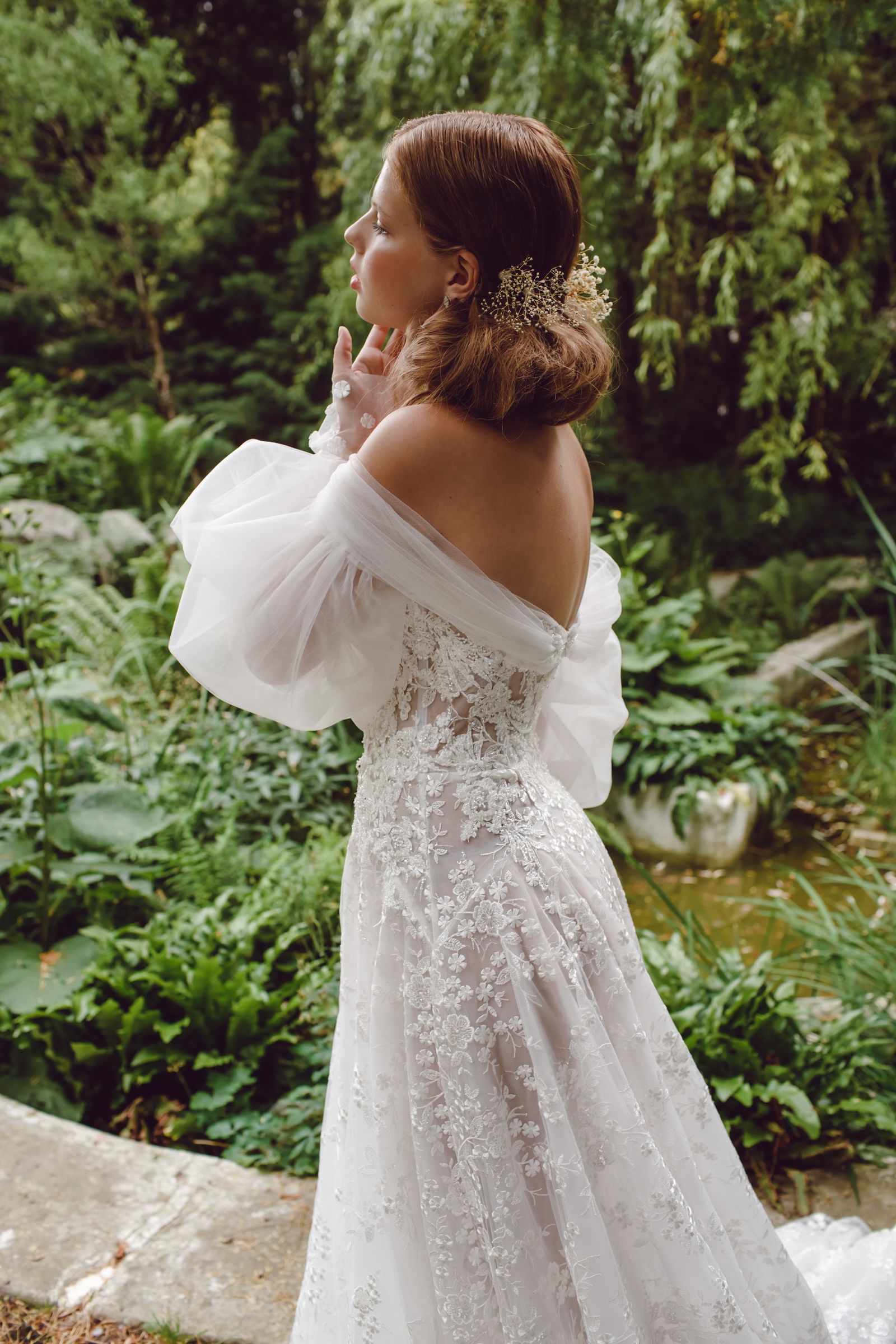 Brenda wedding dress, side detail view