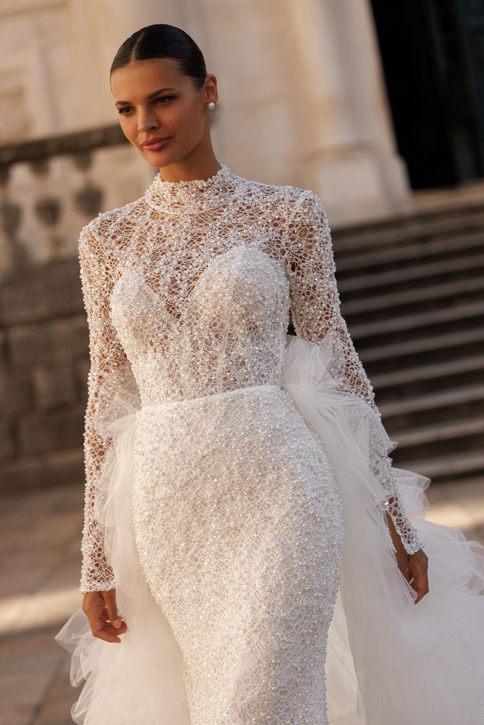 Brooke wedding dress, front detail view