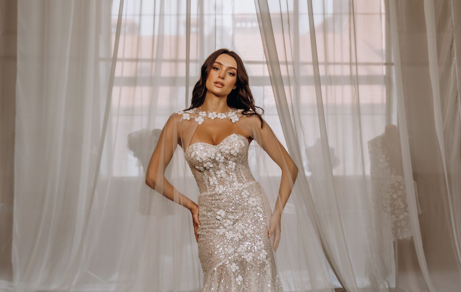Carolina wedding dress, detail view