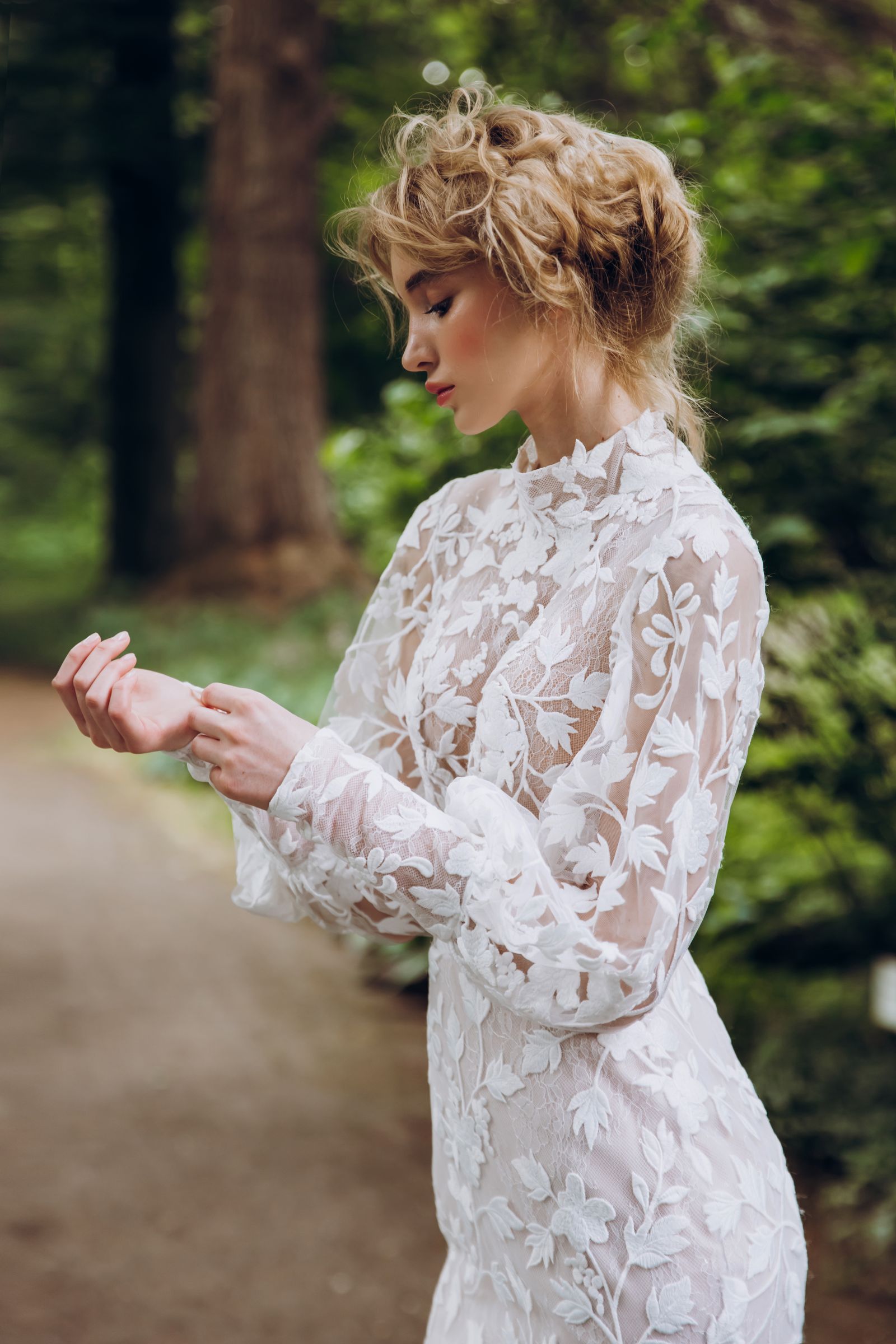 Catalina wedding dress, side detail view