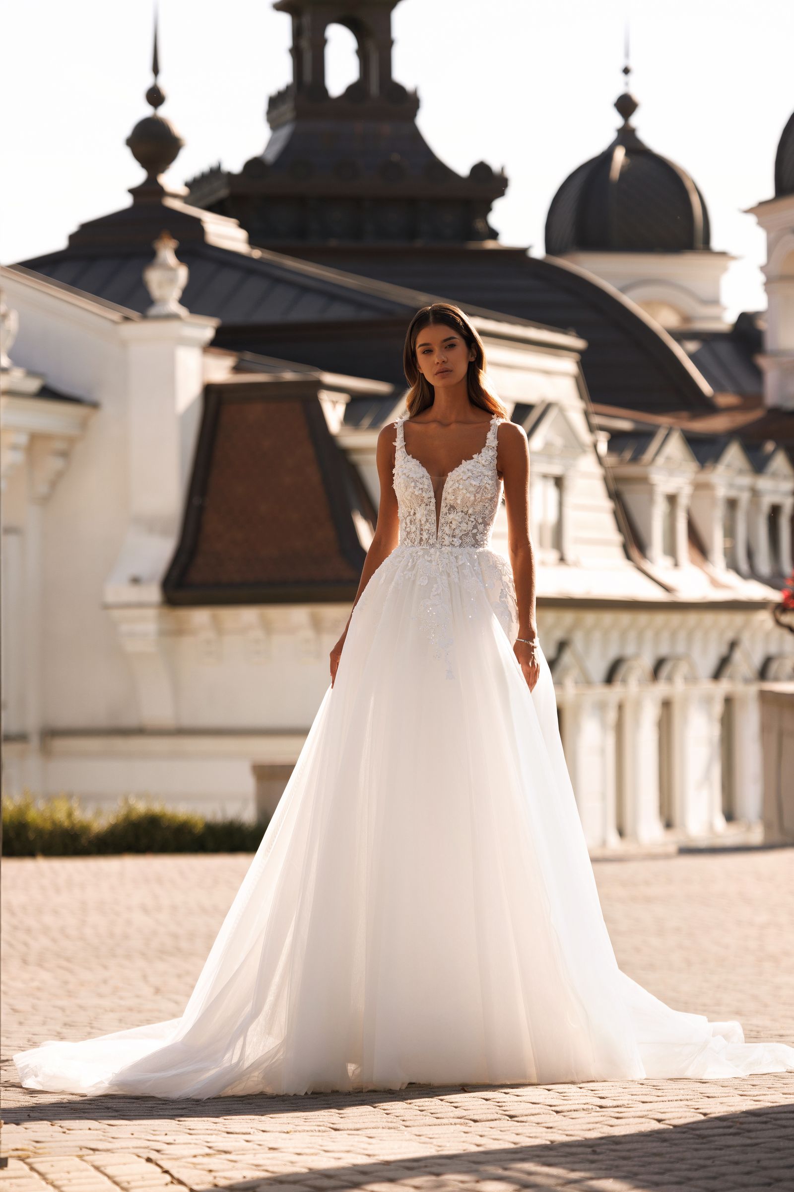 Derya — a-line wedding dress, front view