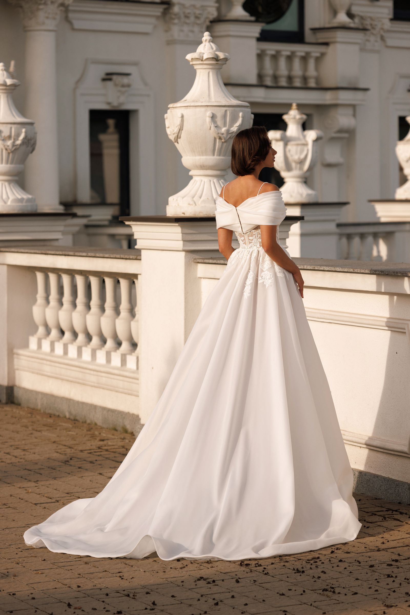 Dolores — a-line wedding dress, back view