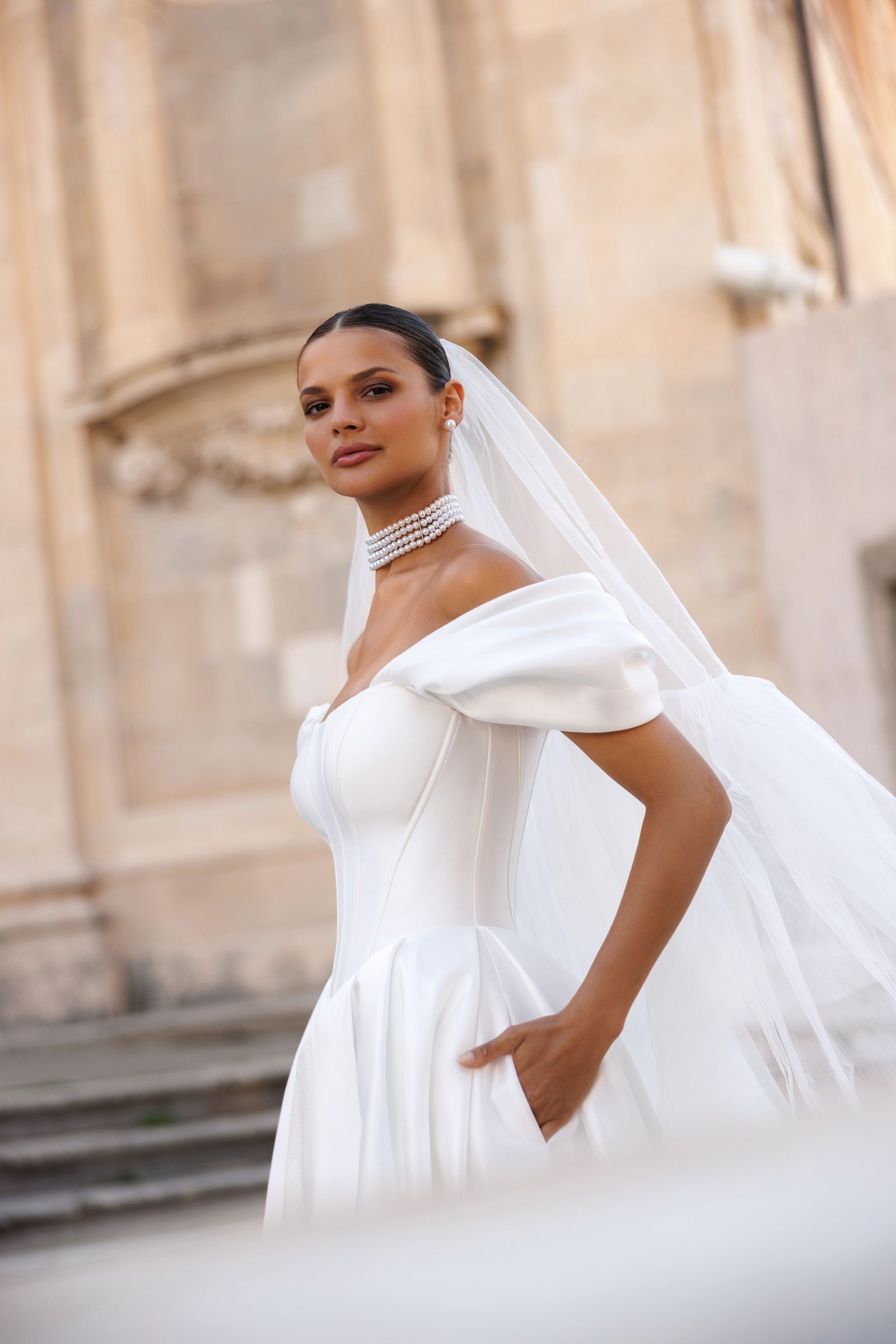 Eliza wedding dress, front detail view