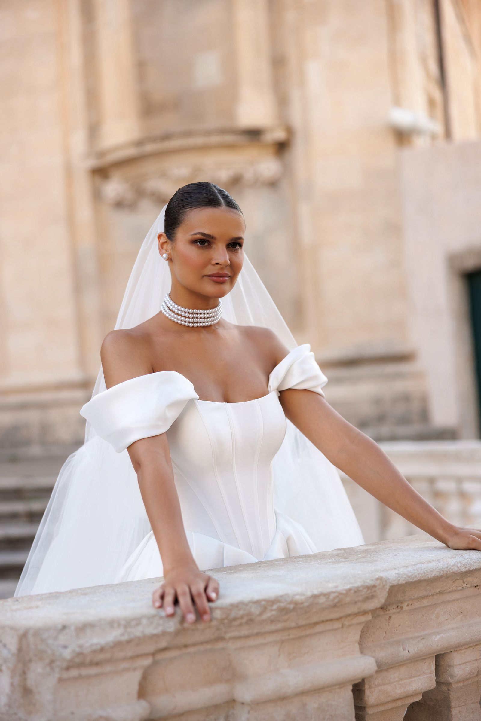 Eliza wedding dress, front detail view