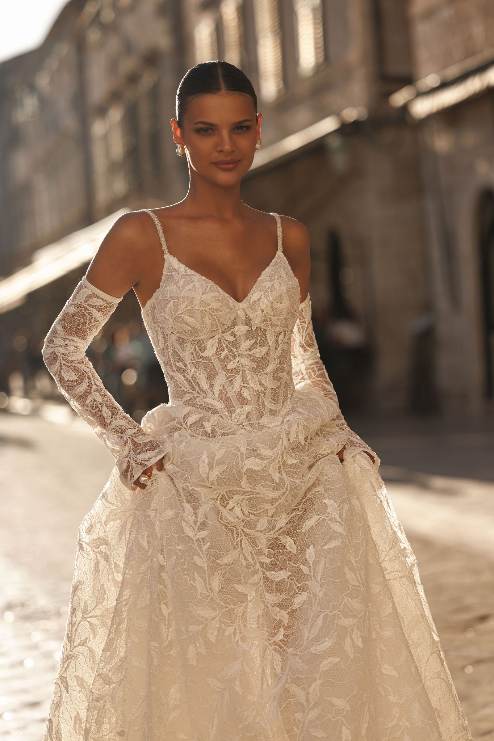 Esme wedding dress, front detail view