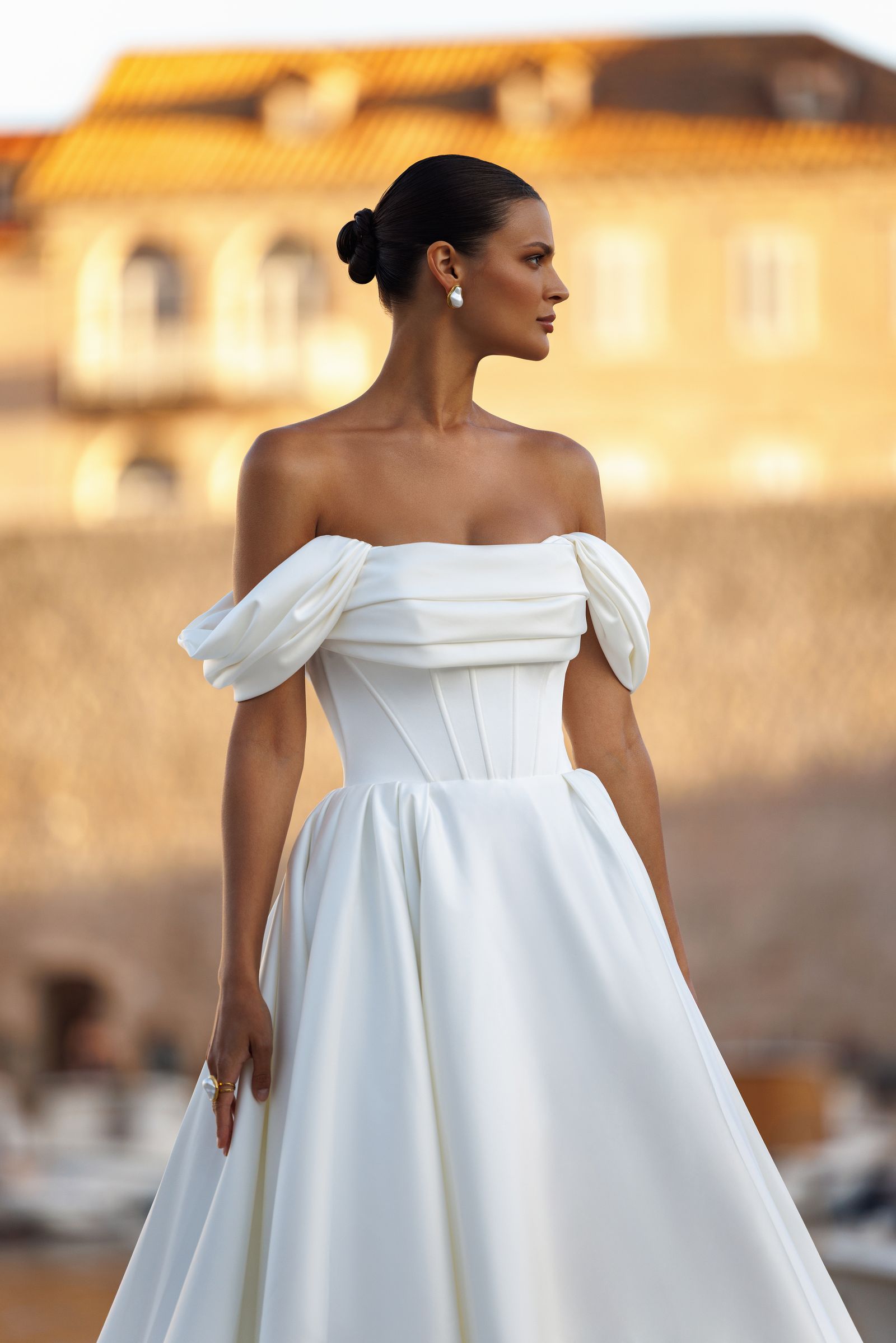 Everly wedding dress, front detail view