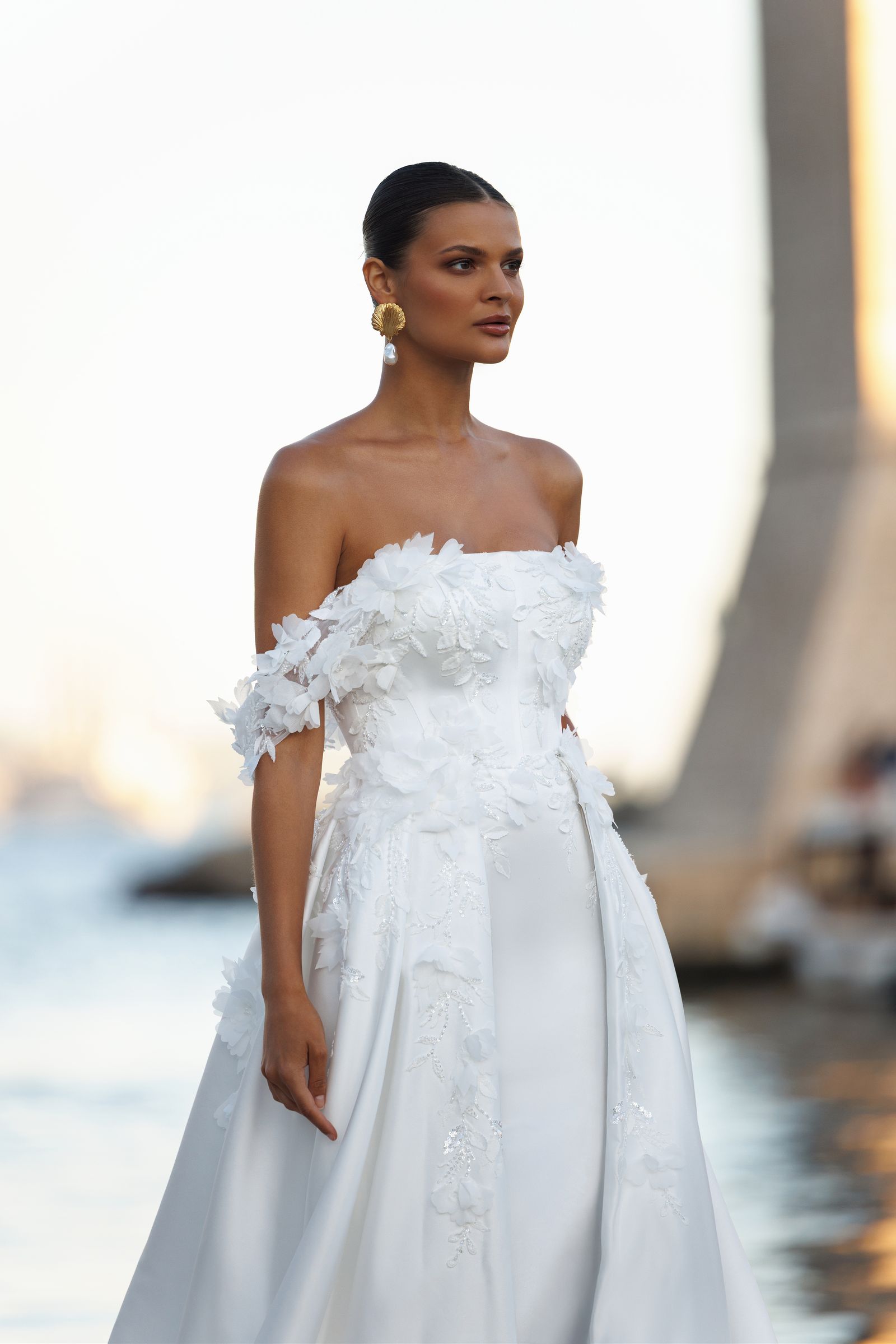 Freya wedding dress, front detail view