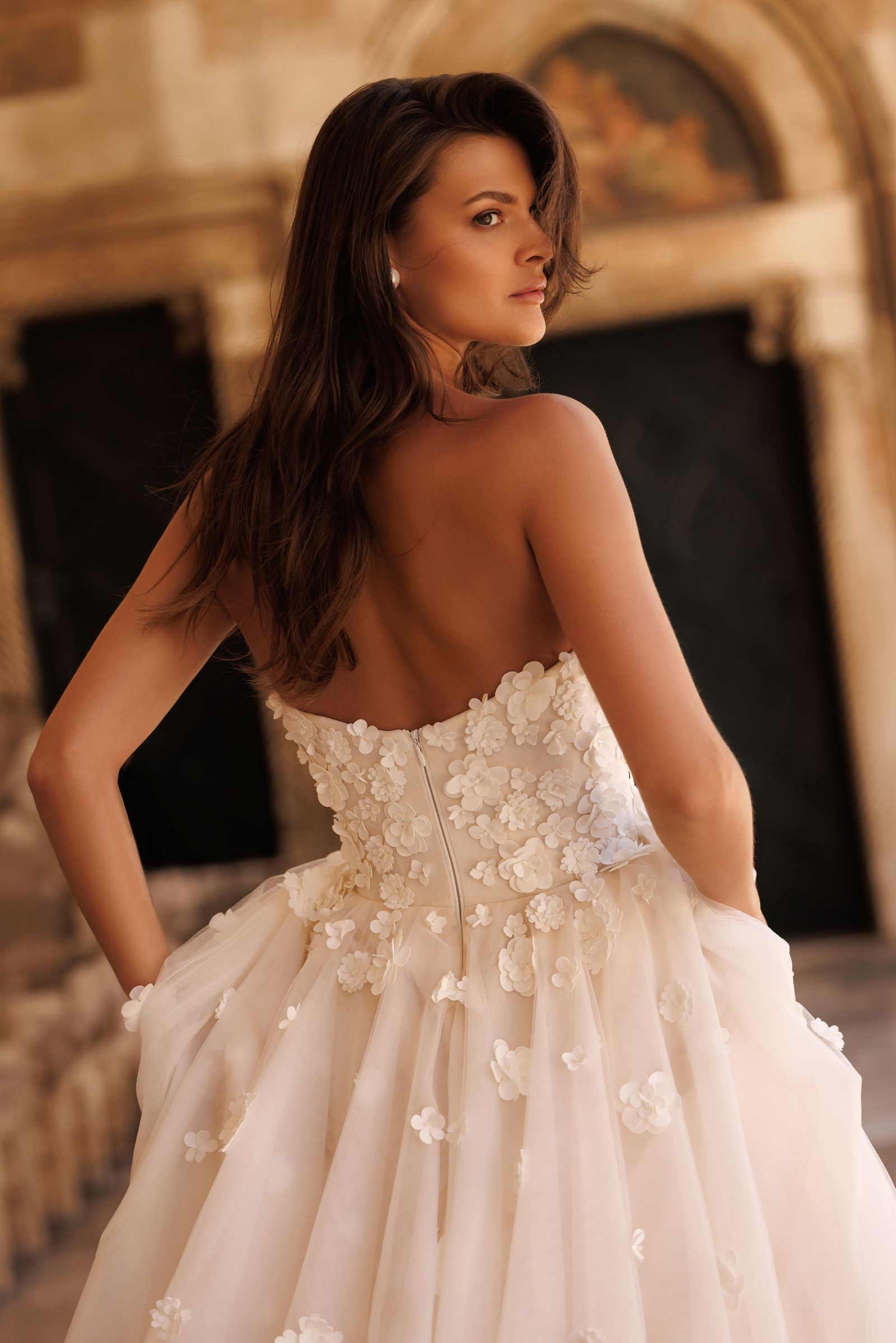 Gizelle wedding dress, back detail view