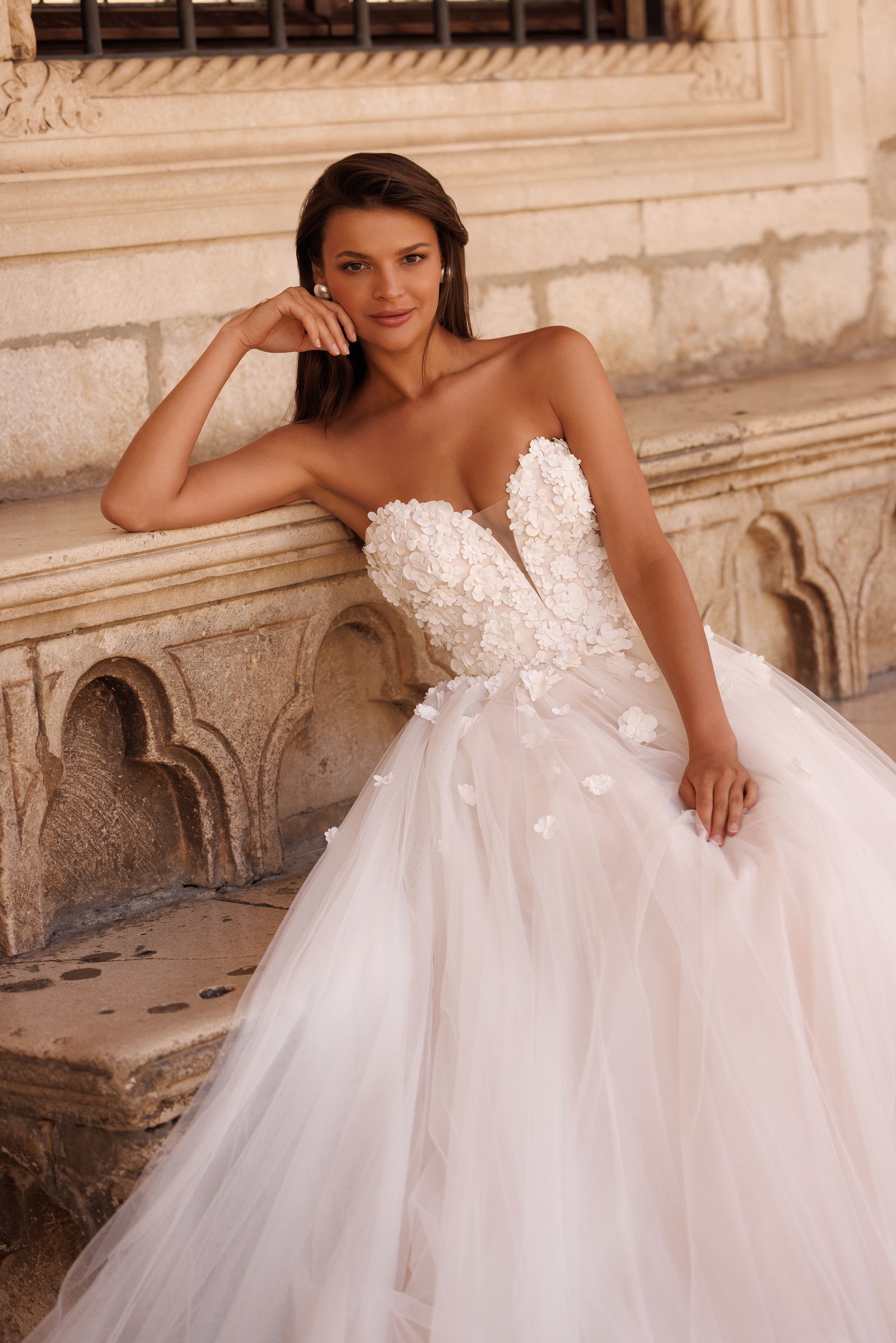 Gizelle wedding dress, front detail view