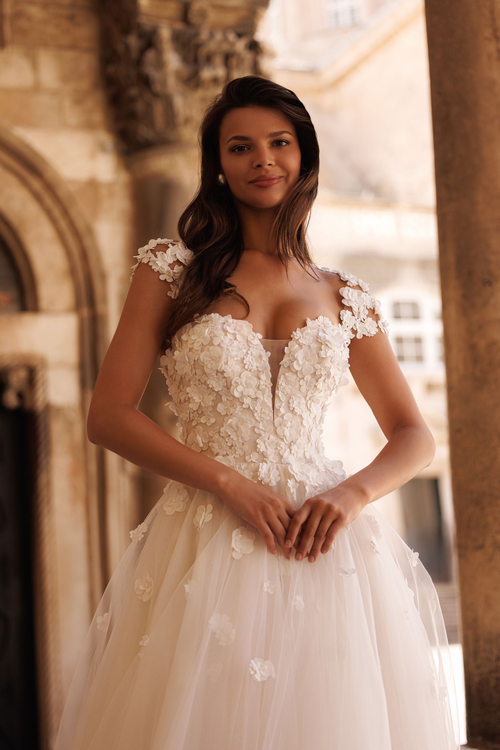 Gizelle wedding dress, front detail view