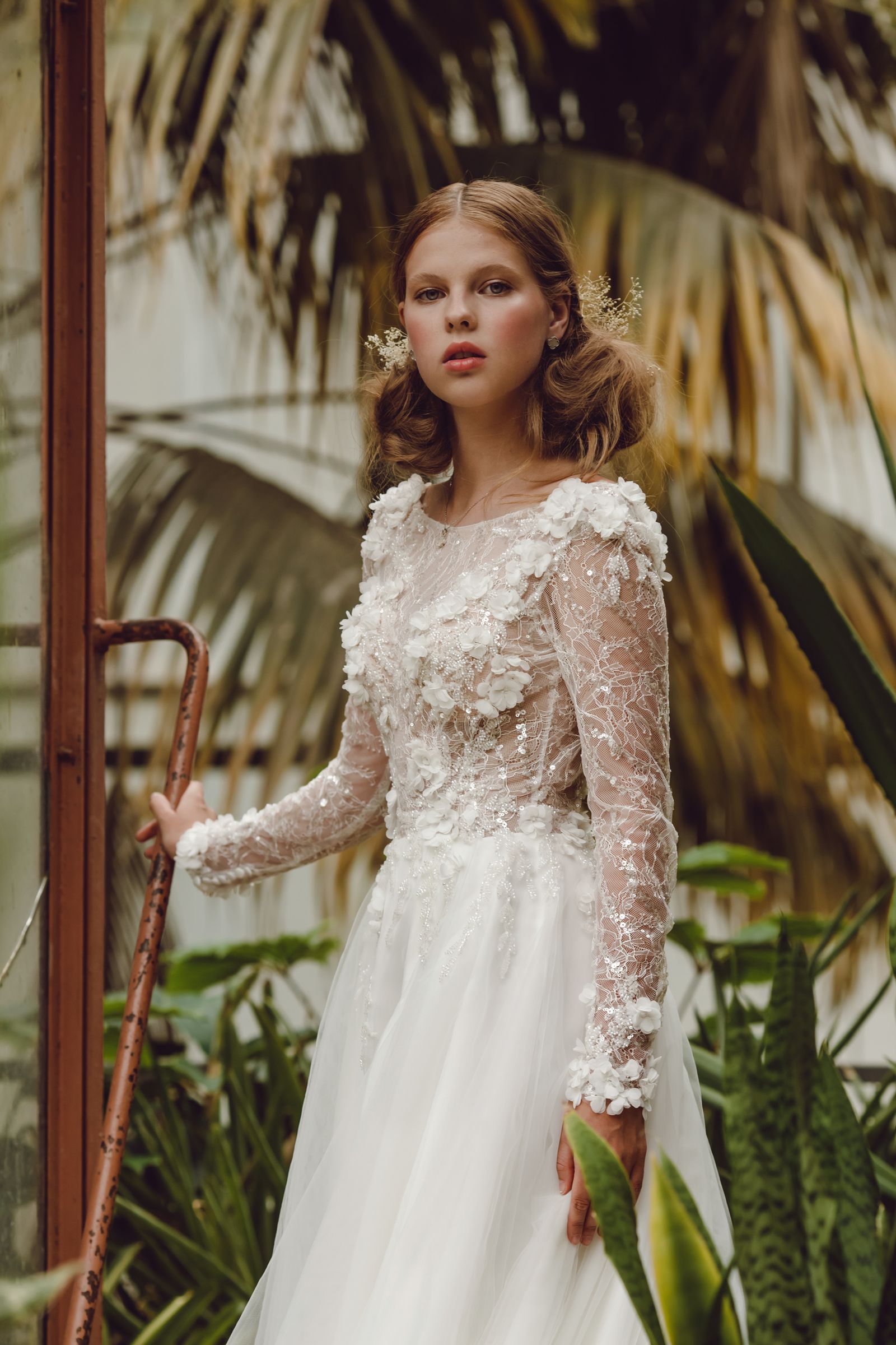 Gloria wedding dress, side detail view