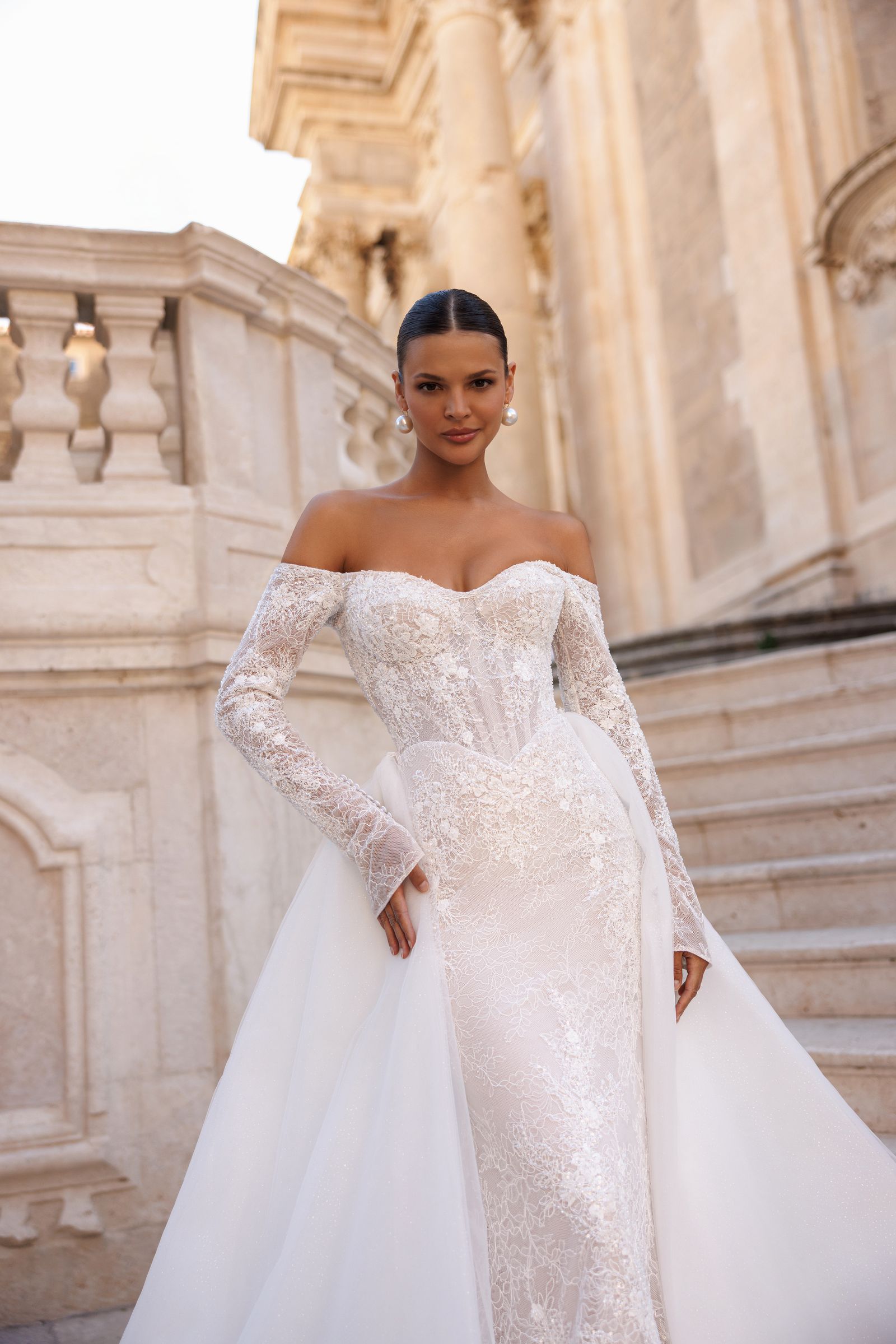 Harper wedding dress, front detail view