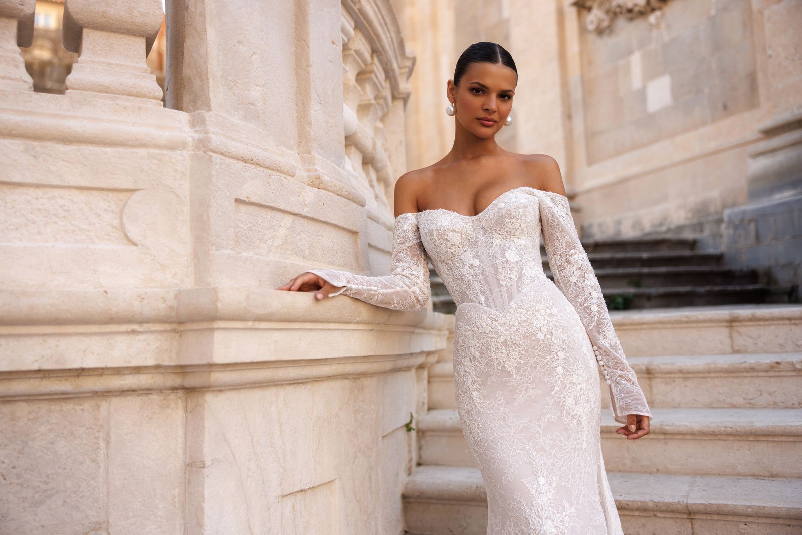 Harper wedding dress, front detail view