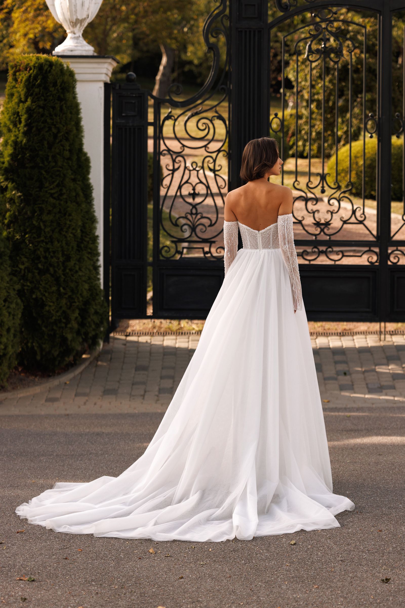 Karia — a-line wedding dress, back view