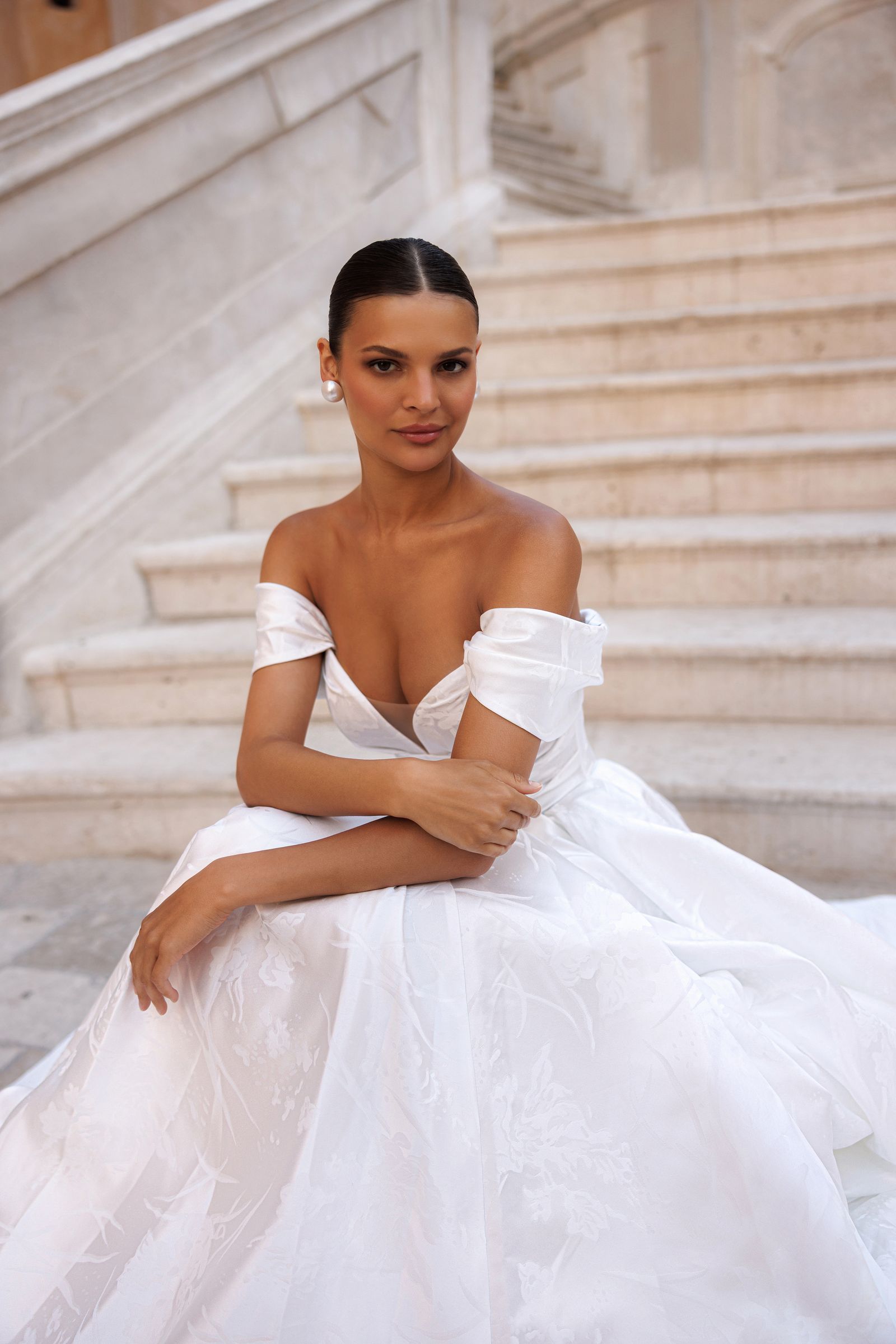 Liana wedding dress, front detail view
