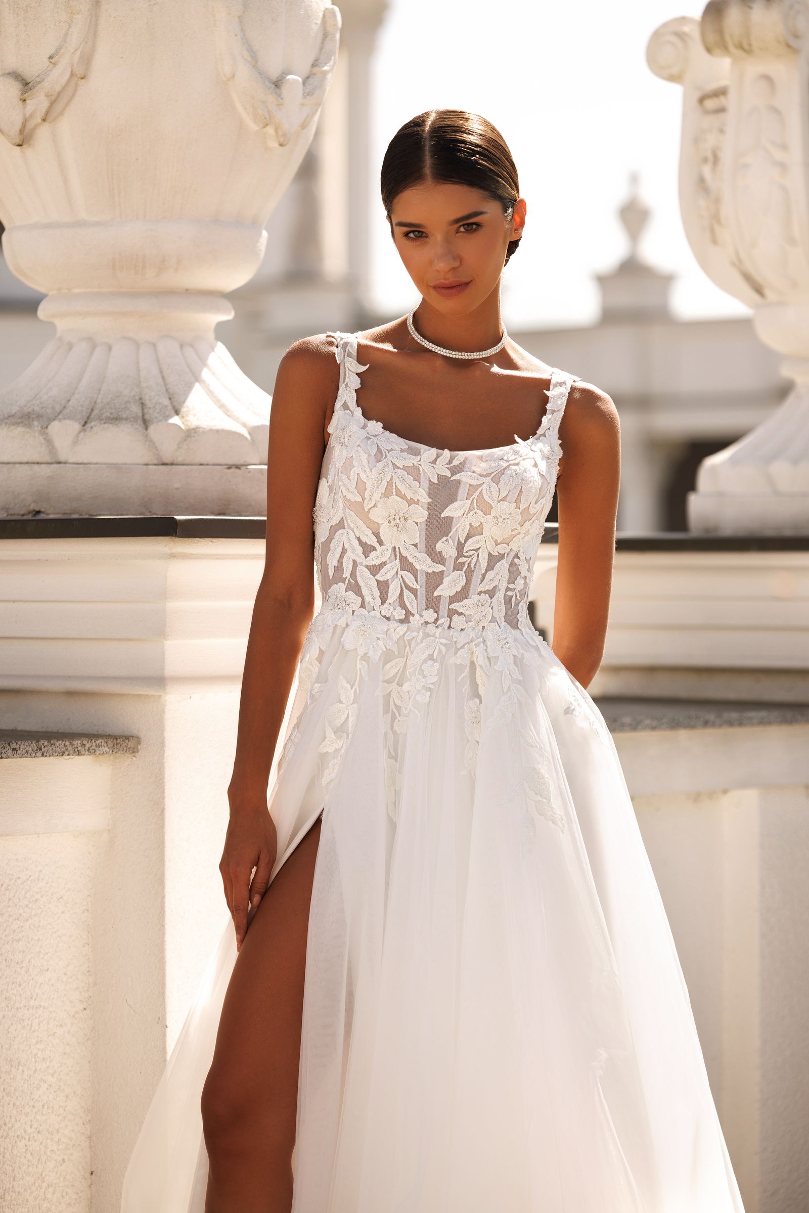 Louisa — a-line wedding dress, front view