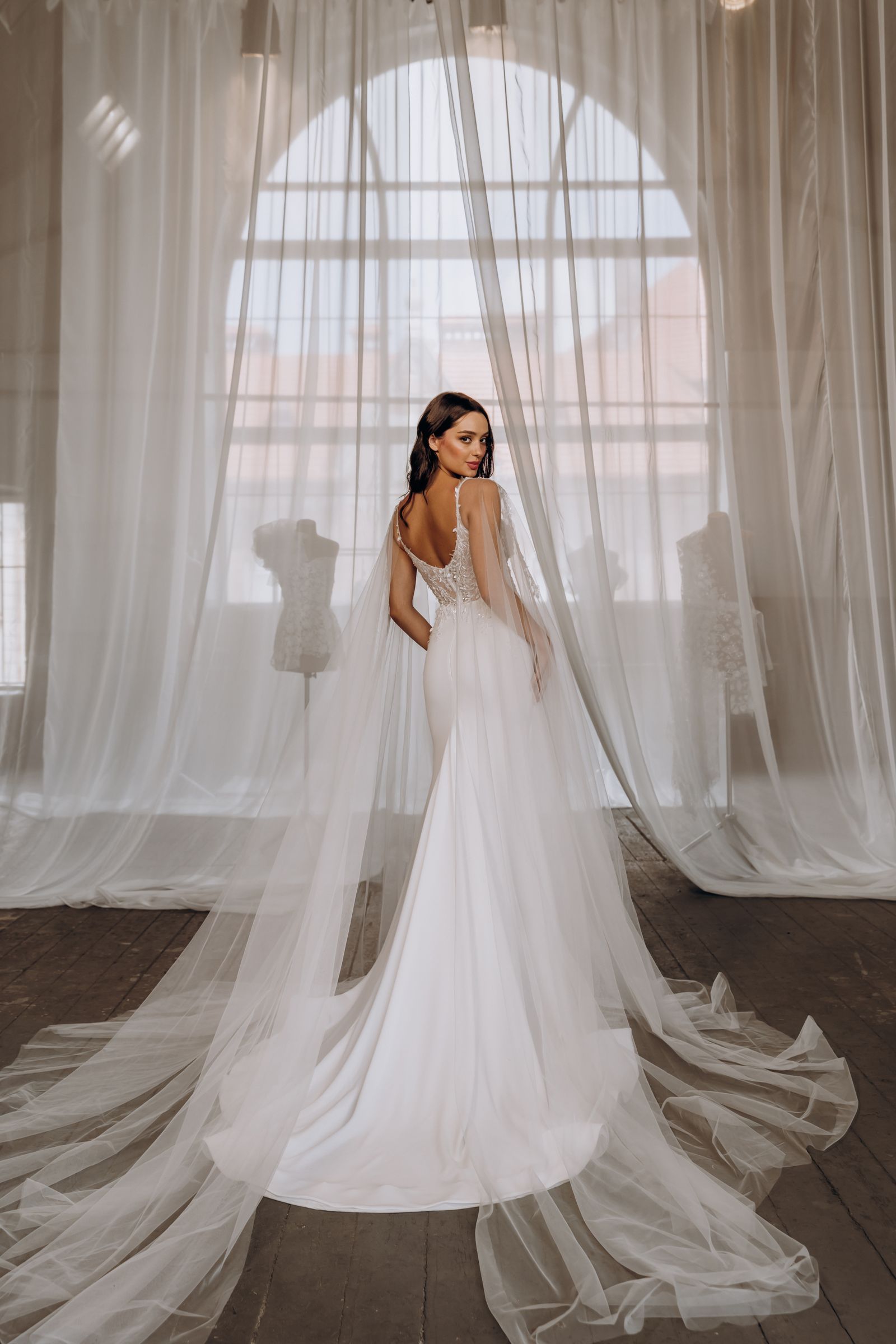 Marine wedding dress, back view