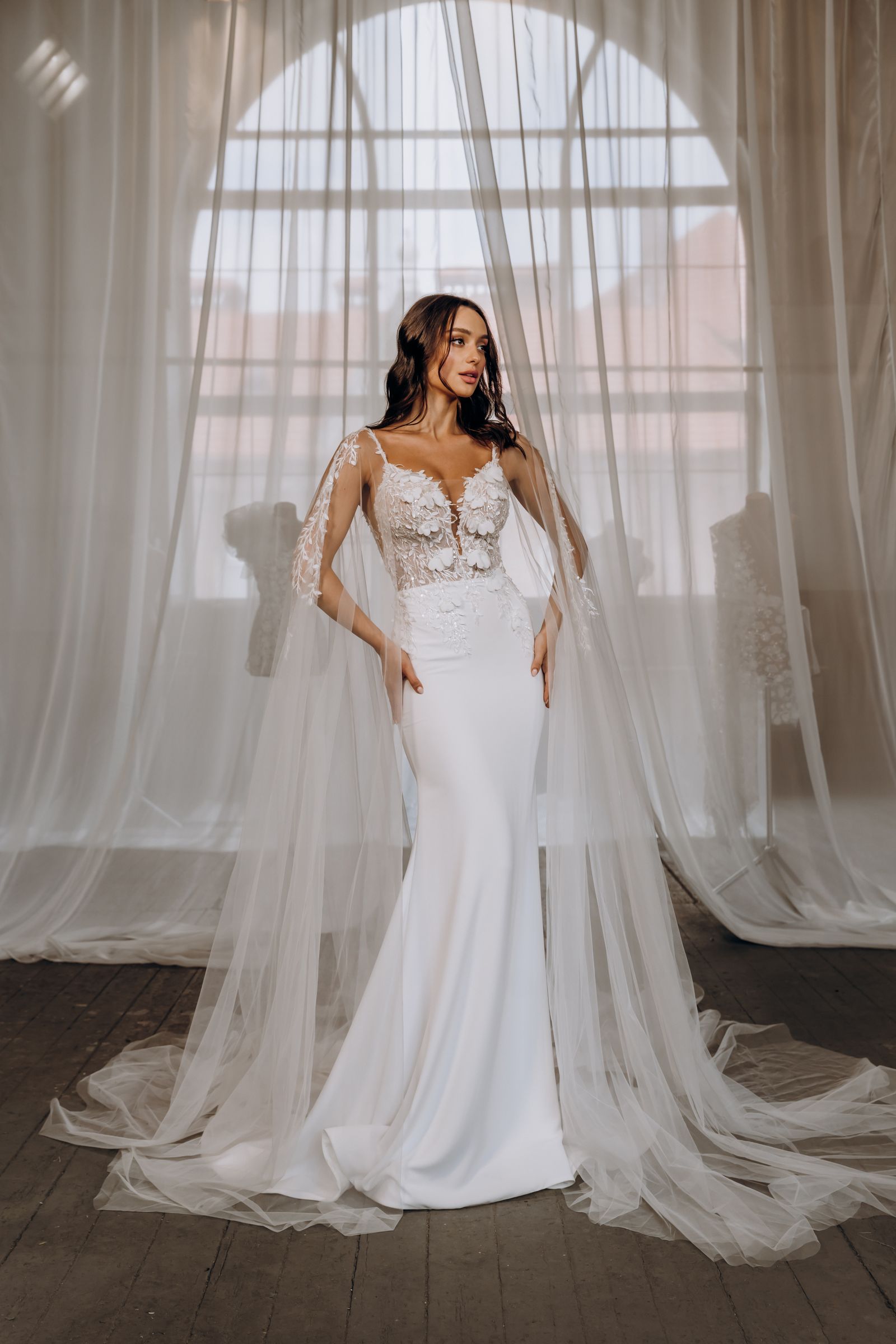 Marine wedding dress, front view