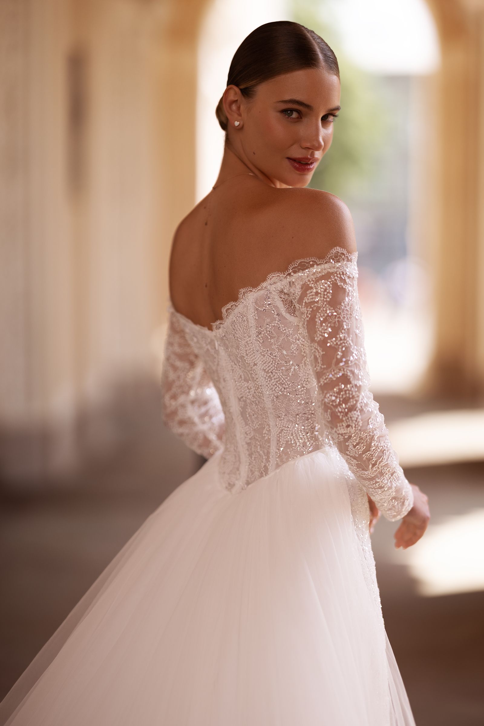 Megan wedding dress, back detail view