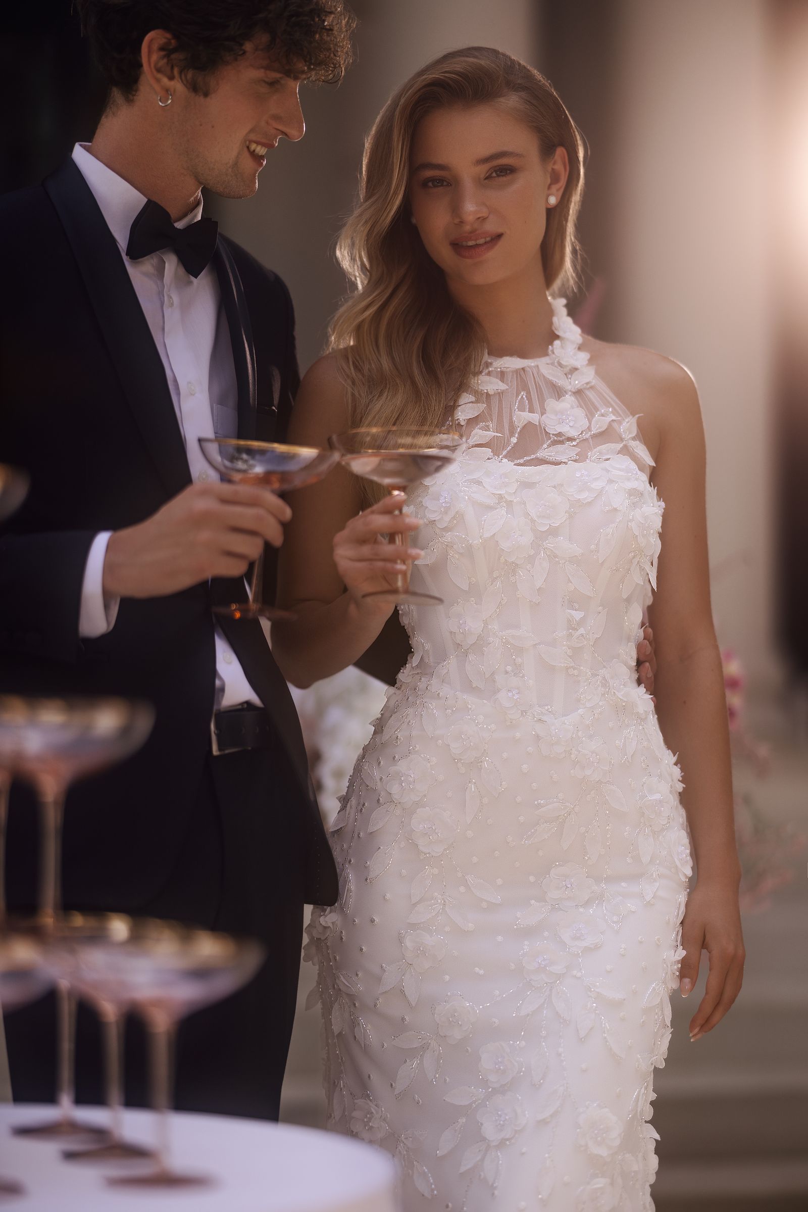 Melia wedding dress, front detail view