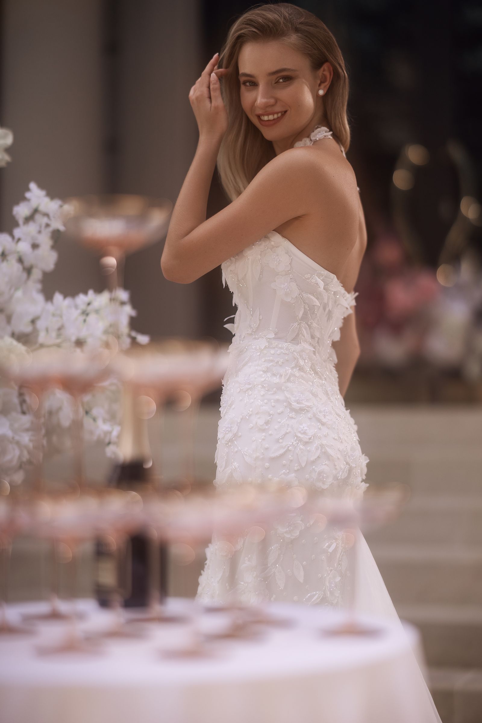 Melia wedding dress, side view