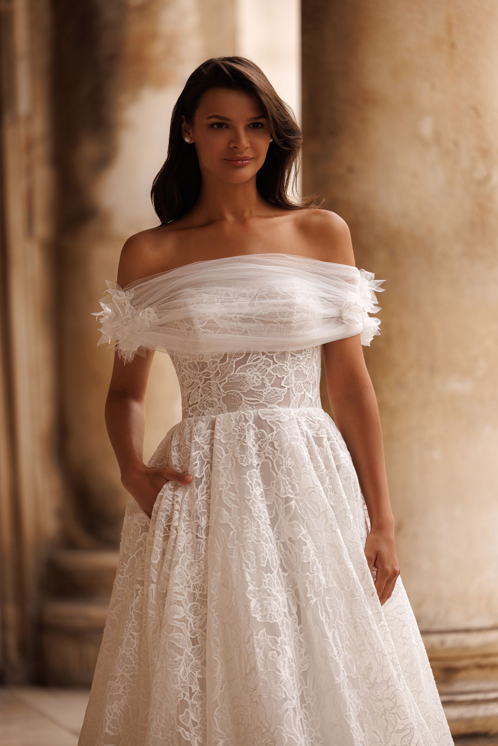 Melody wedding dress, front detail view