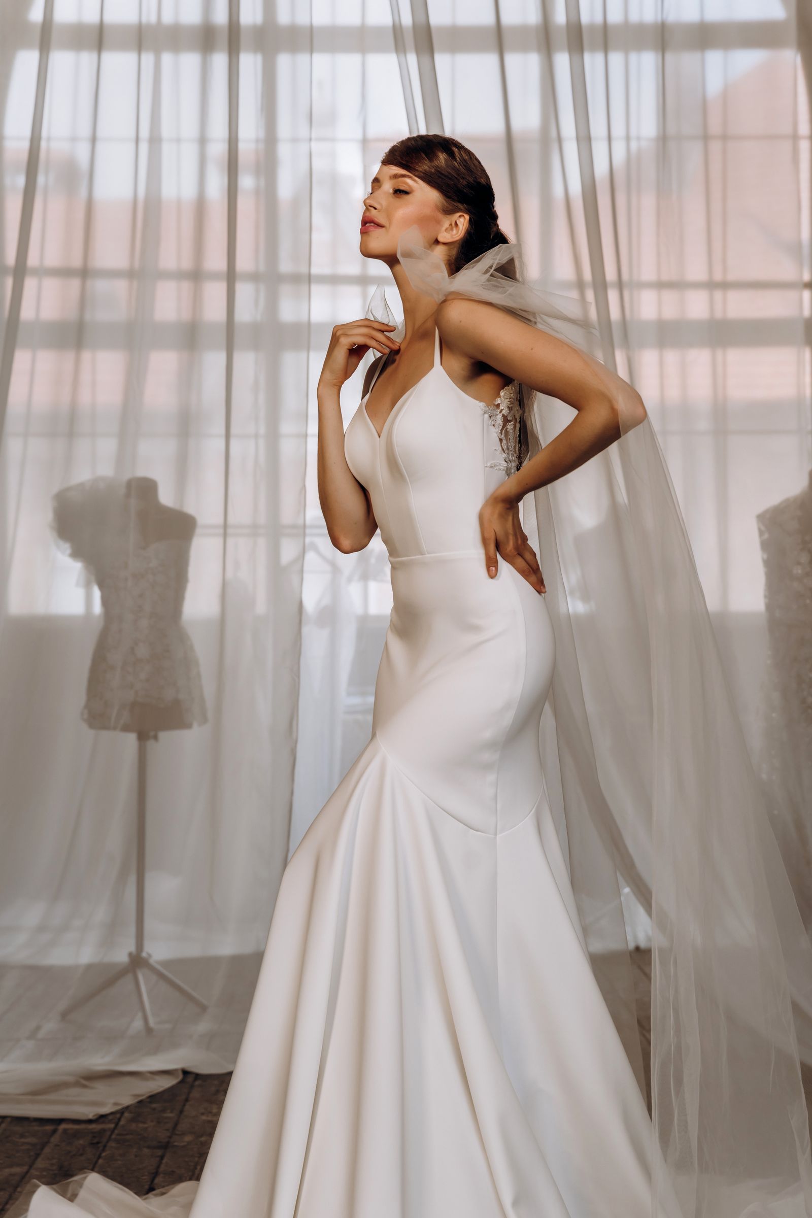 Natalie wedding dress, side detail view