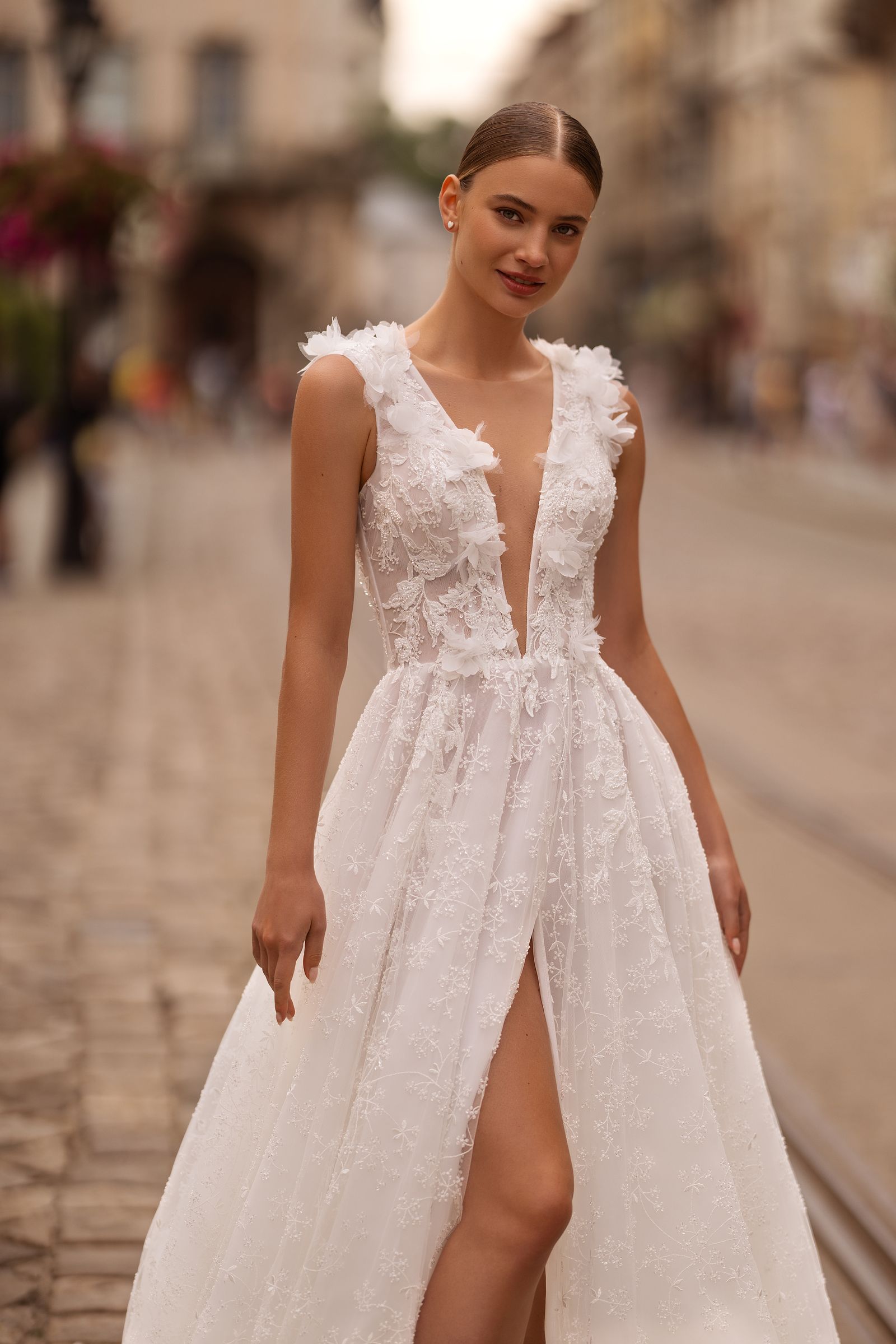 Olimpia wedding dress, front detail view