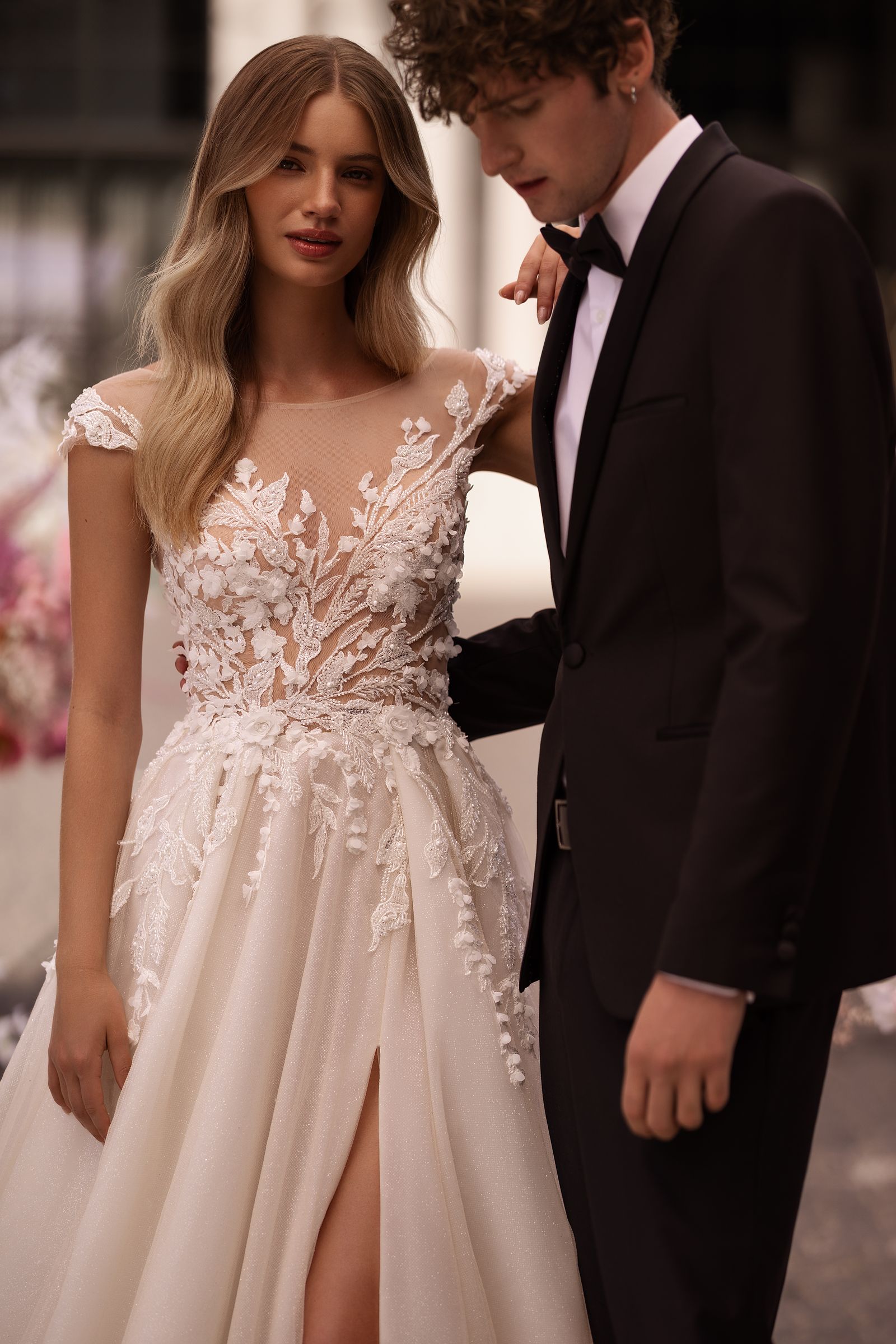 Rania wedding dress, front detail view