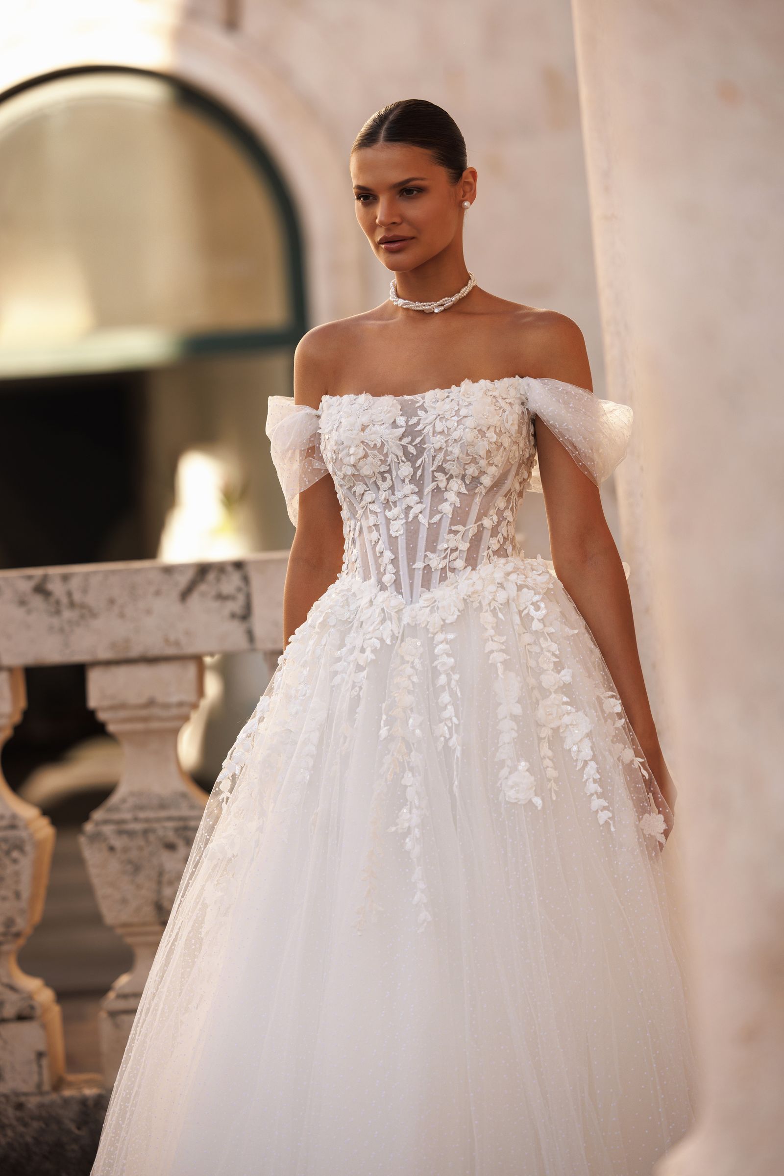 Remi wedding dress, front detail view