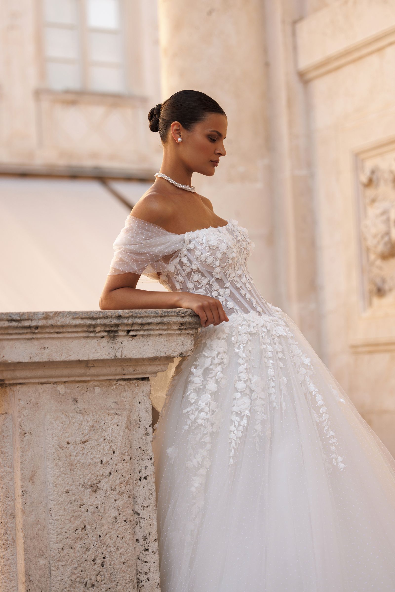 Remi wedding dress, front detail view