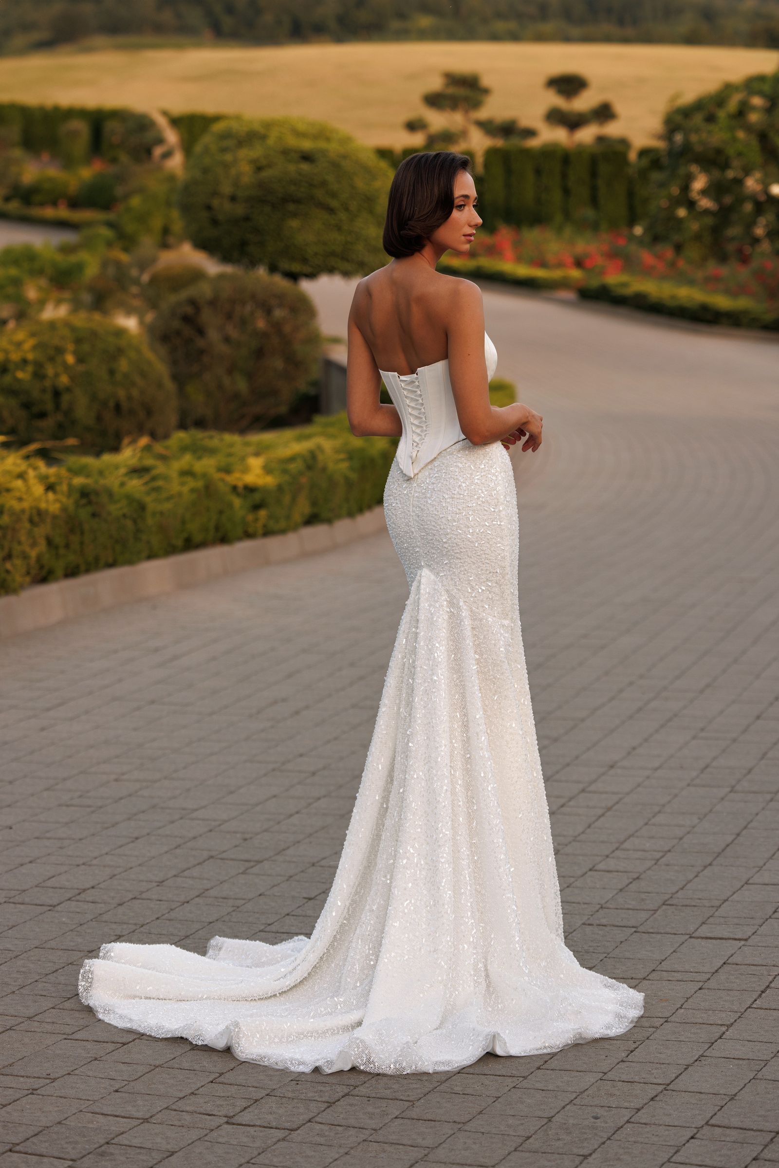 Ruby — mermaid wedding dress, back view