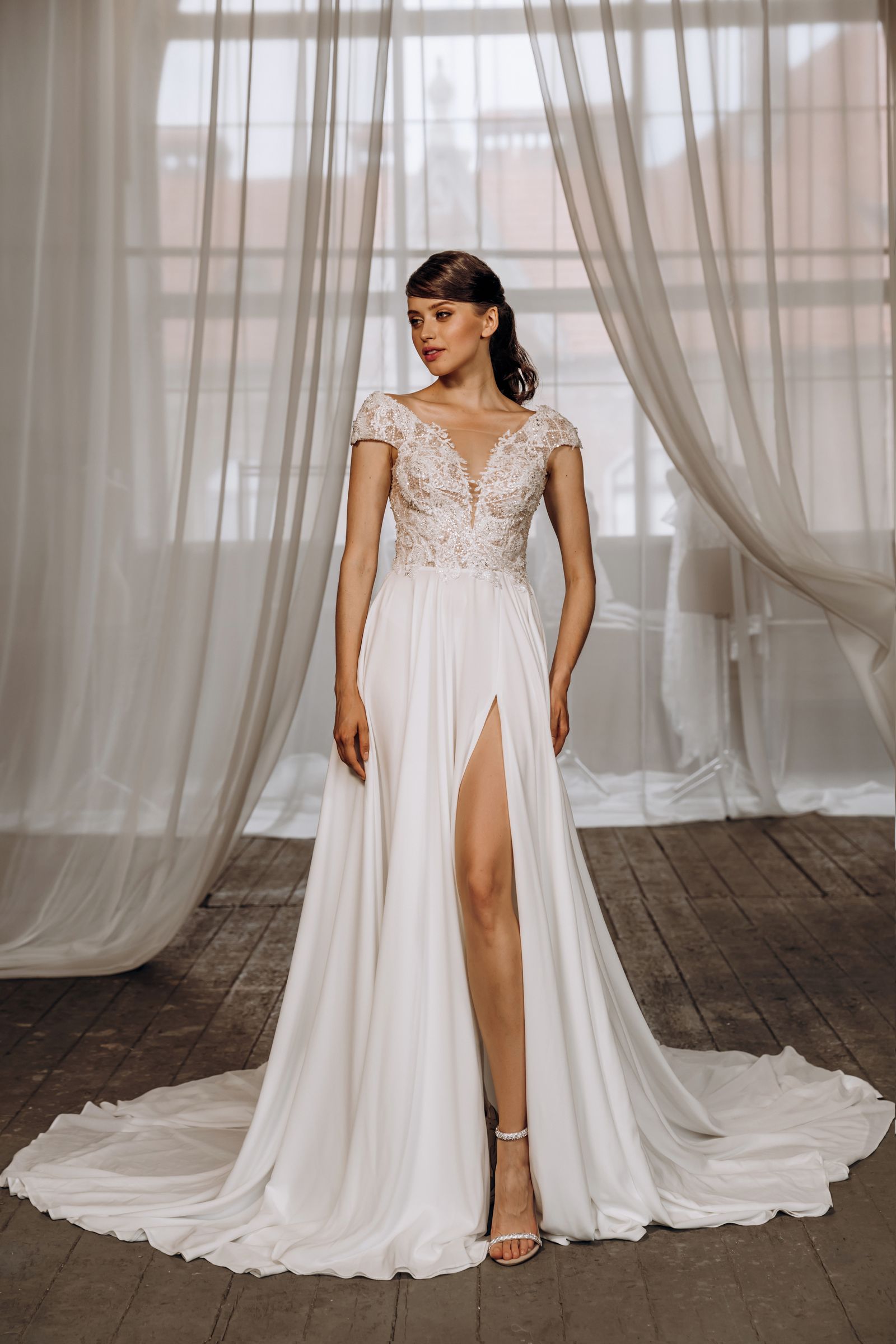 Sabrina wedding dress, front view