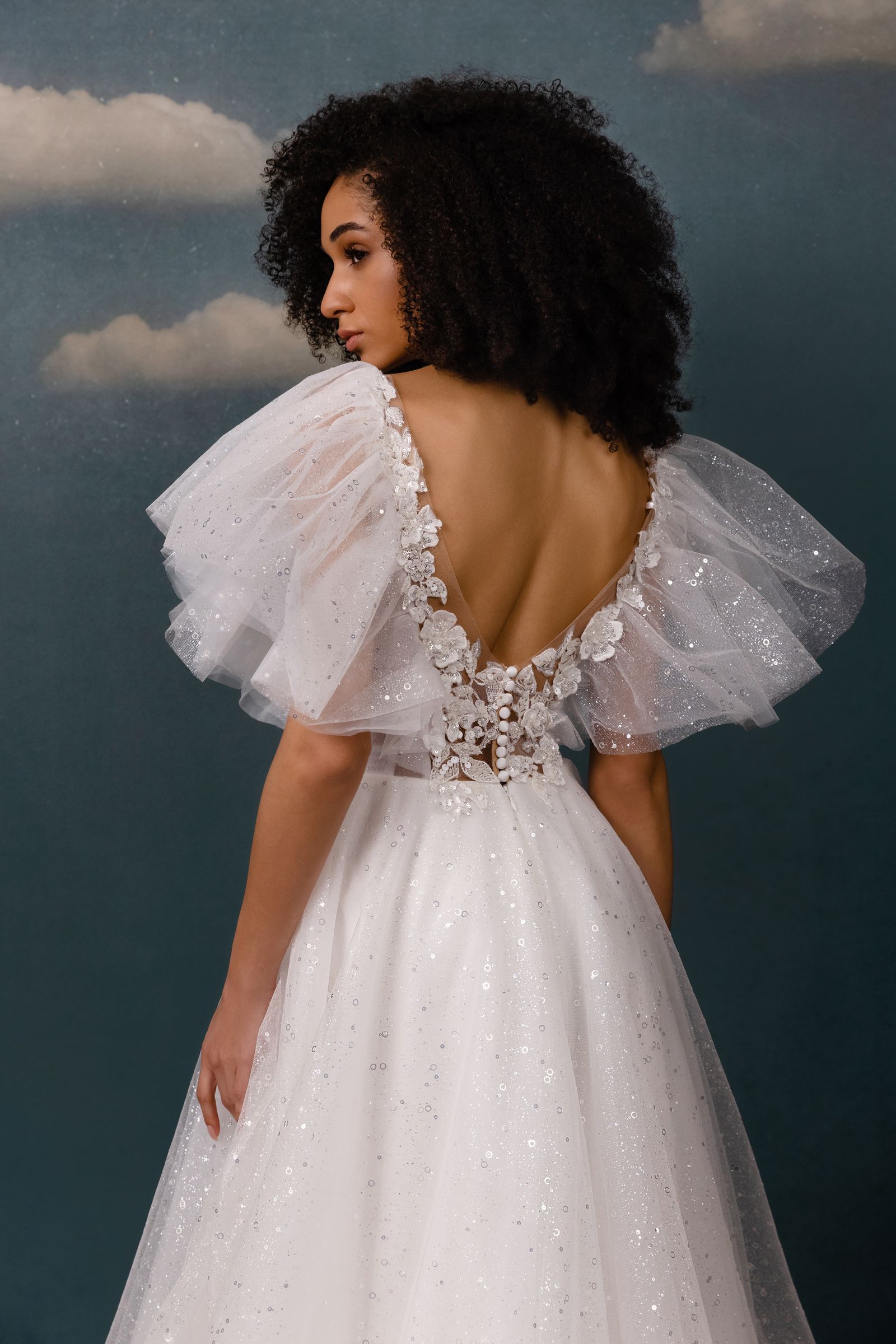 Sally wedding dress, back detail view