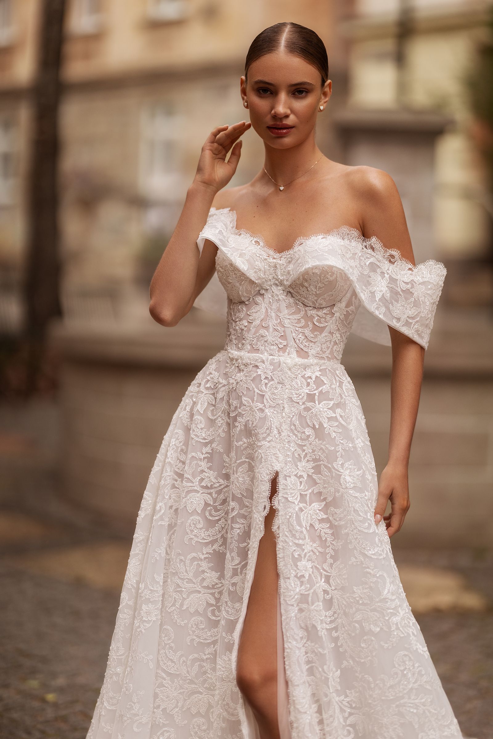 Sedi wedding dress, front detail view