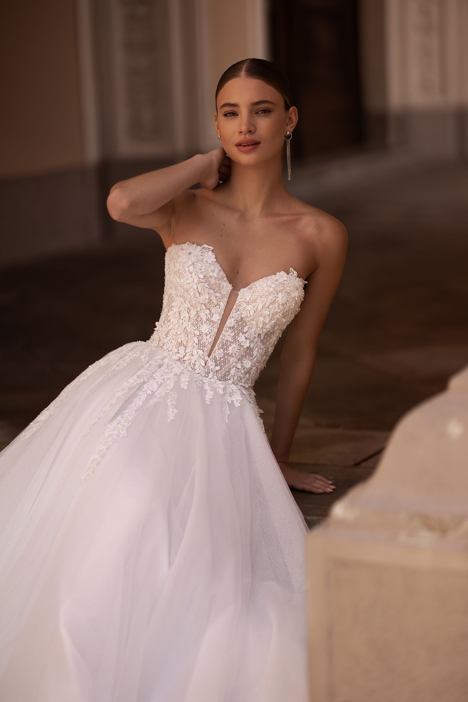 Sienna wedding dress, front detail view