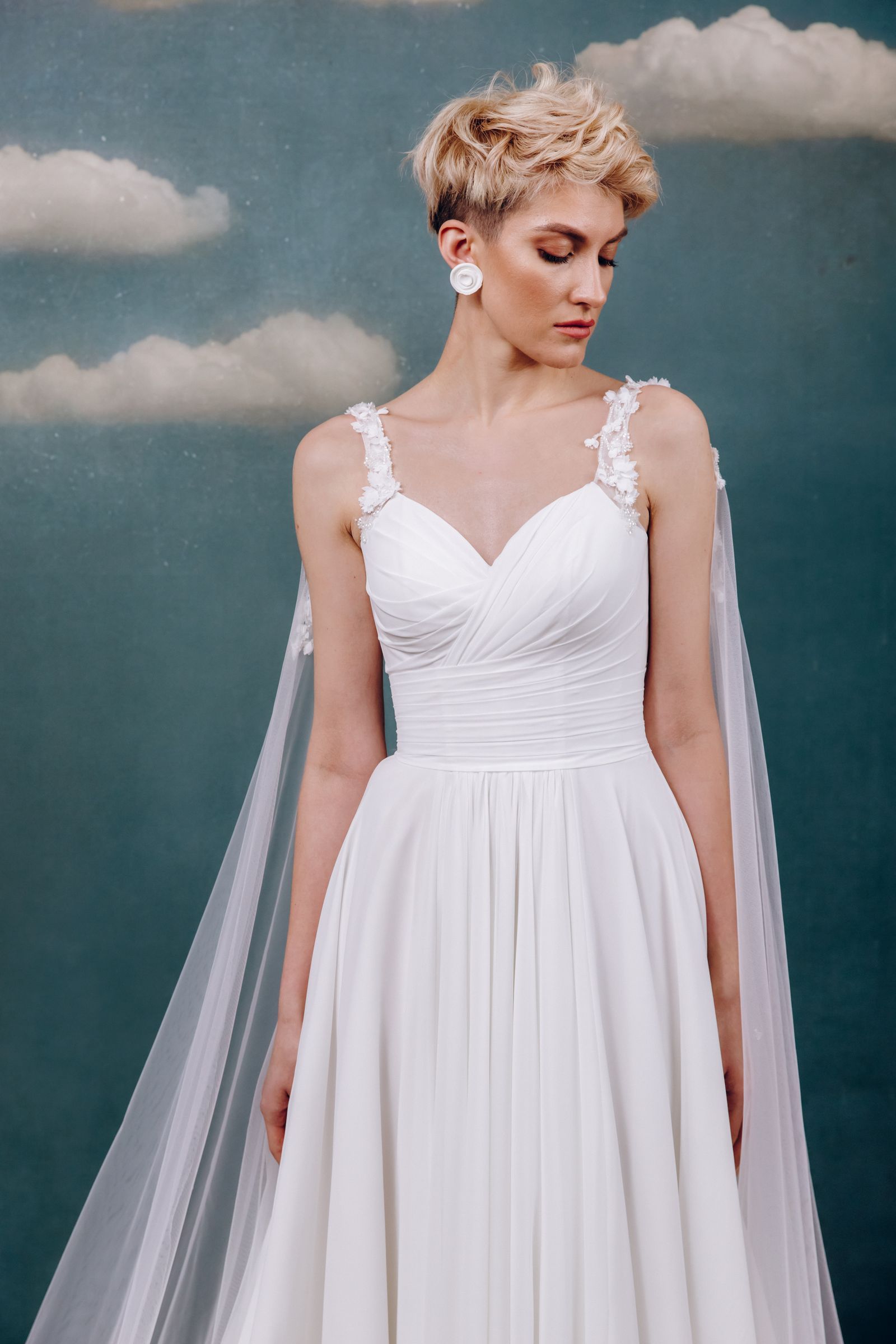 Tess wedding dress, front detail view